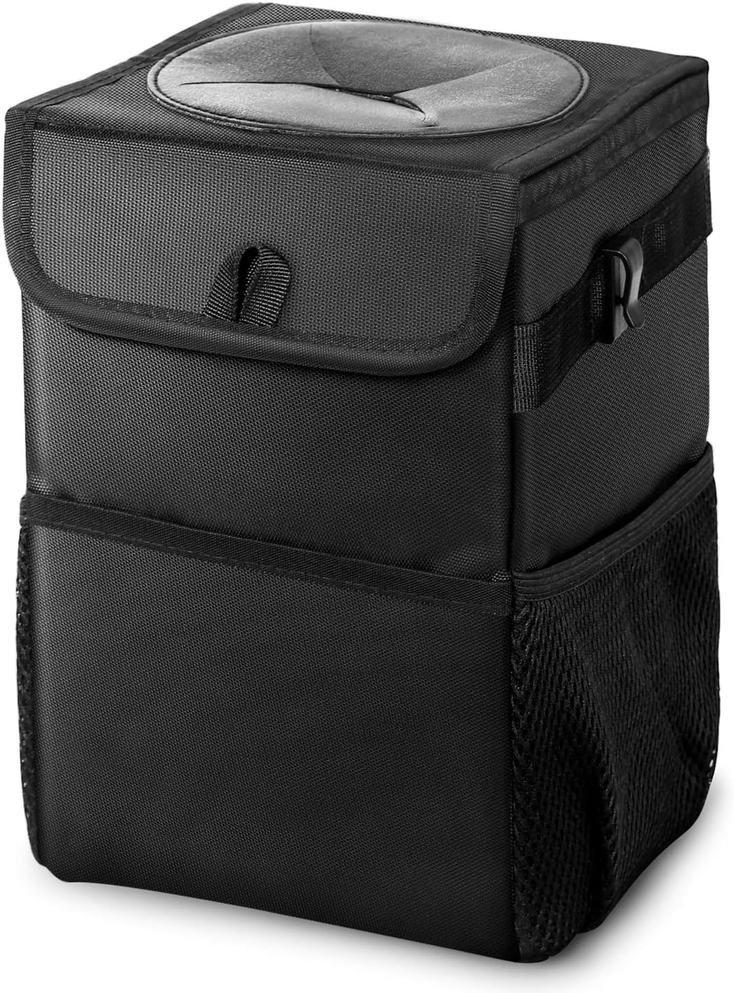 House Of Quirk Polyester Manual-Lift Car Trash Can With Foldable Lid And Storage Pockets, Leak-Proof Car Storge Bag,Car Garbage 