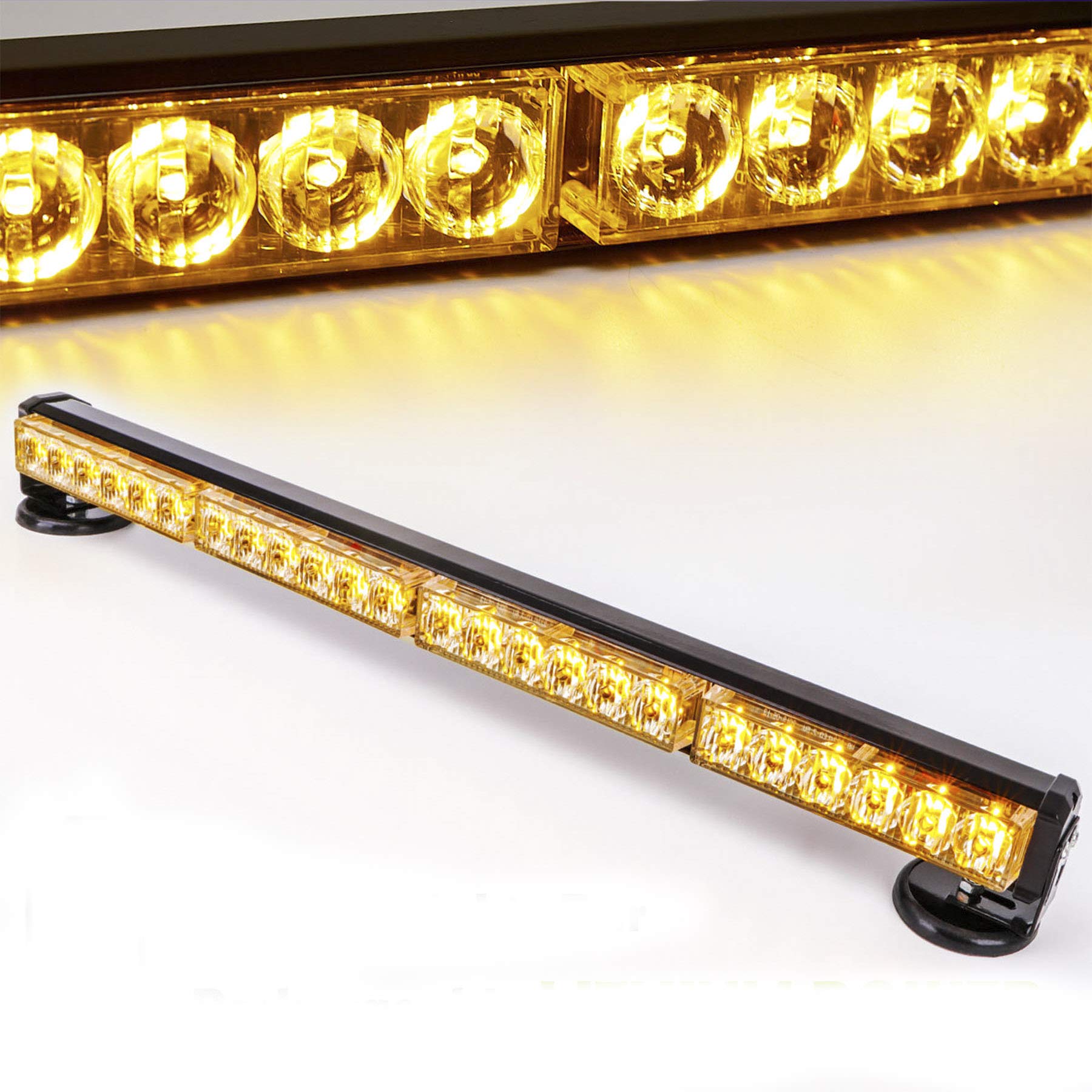 Le-Jx 24” Amber Wireless Traffic Advisor Emergency Lights Bar Battery Led Strobe Warning Light Roof Top Hazard Flash With Magnetic Base Mount And 12V Rechargeable Plug( 24 Led,Yellow)