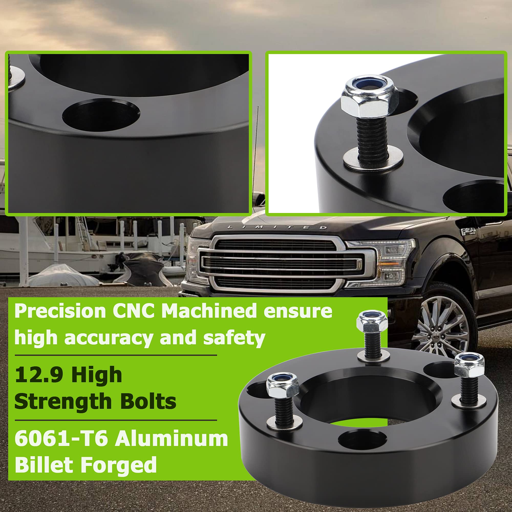 2'' Front Leveling Lift Kits for 2004-2024 F150, 2 inch Forged Front Strut Spacers Leveling Kits Compatible with 2004-2024 F150