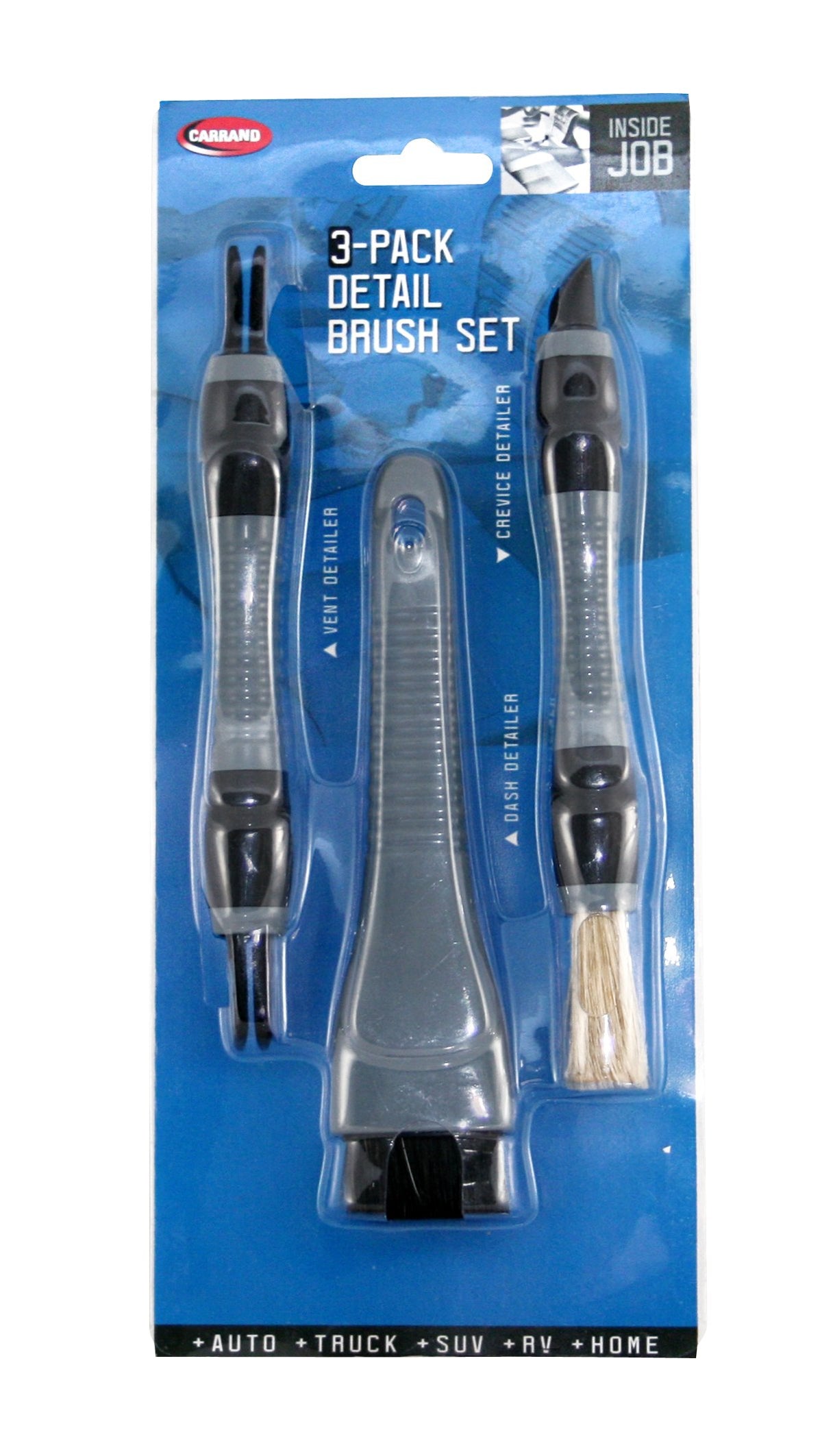 Carrand 93019 Vent, Dash, And Crevice Detail Brush Set , Gray