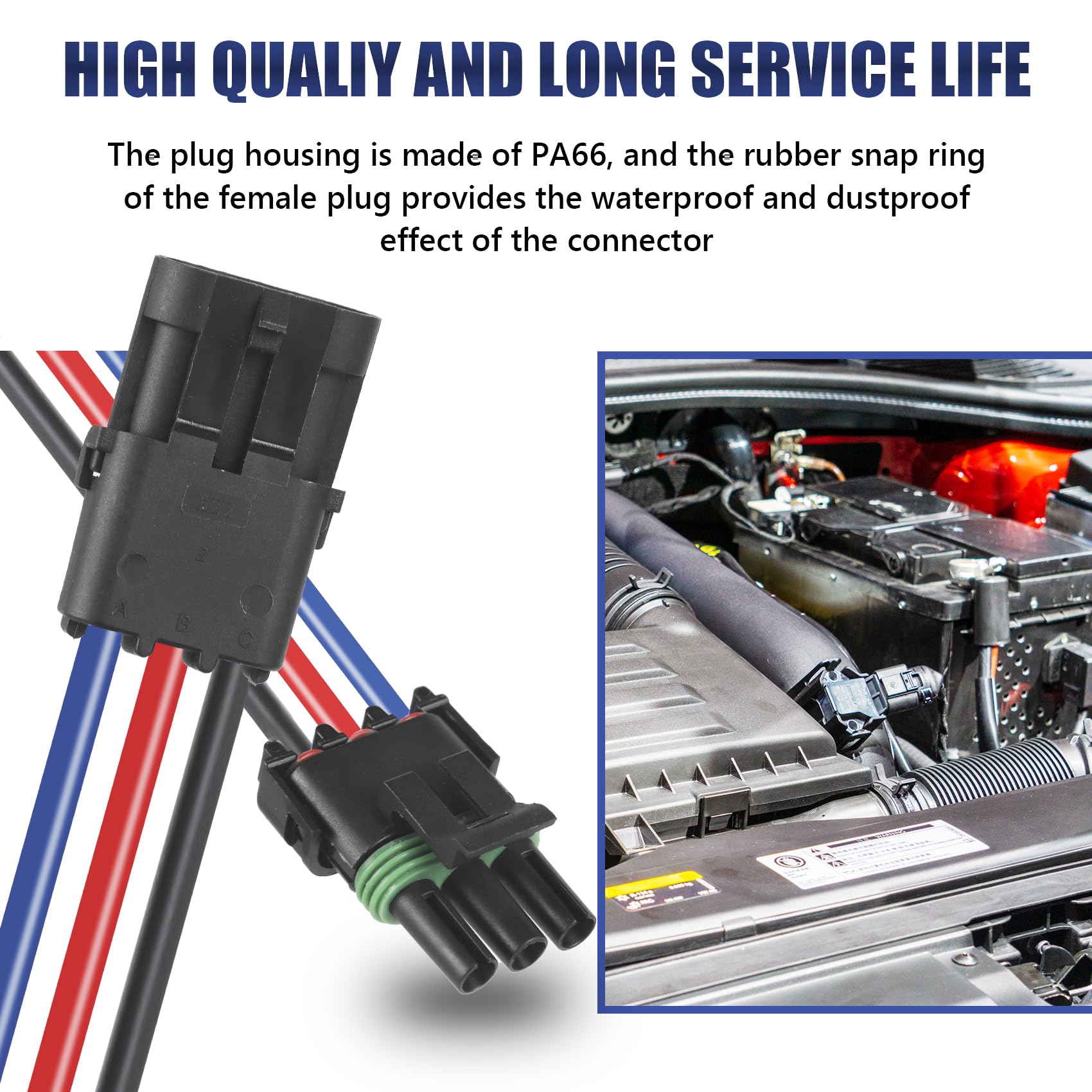 MUYI Weatherpack Connector Kit, 3 Pin Way Electrical Connectors Automotive Waterproof Wire Connection (14AWG, 3 Pack)