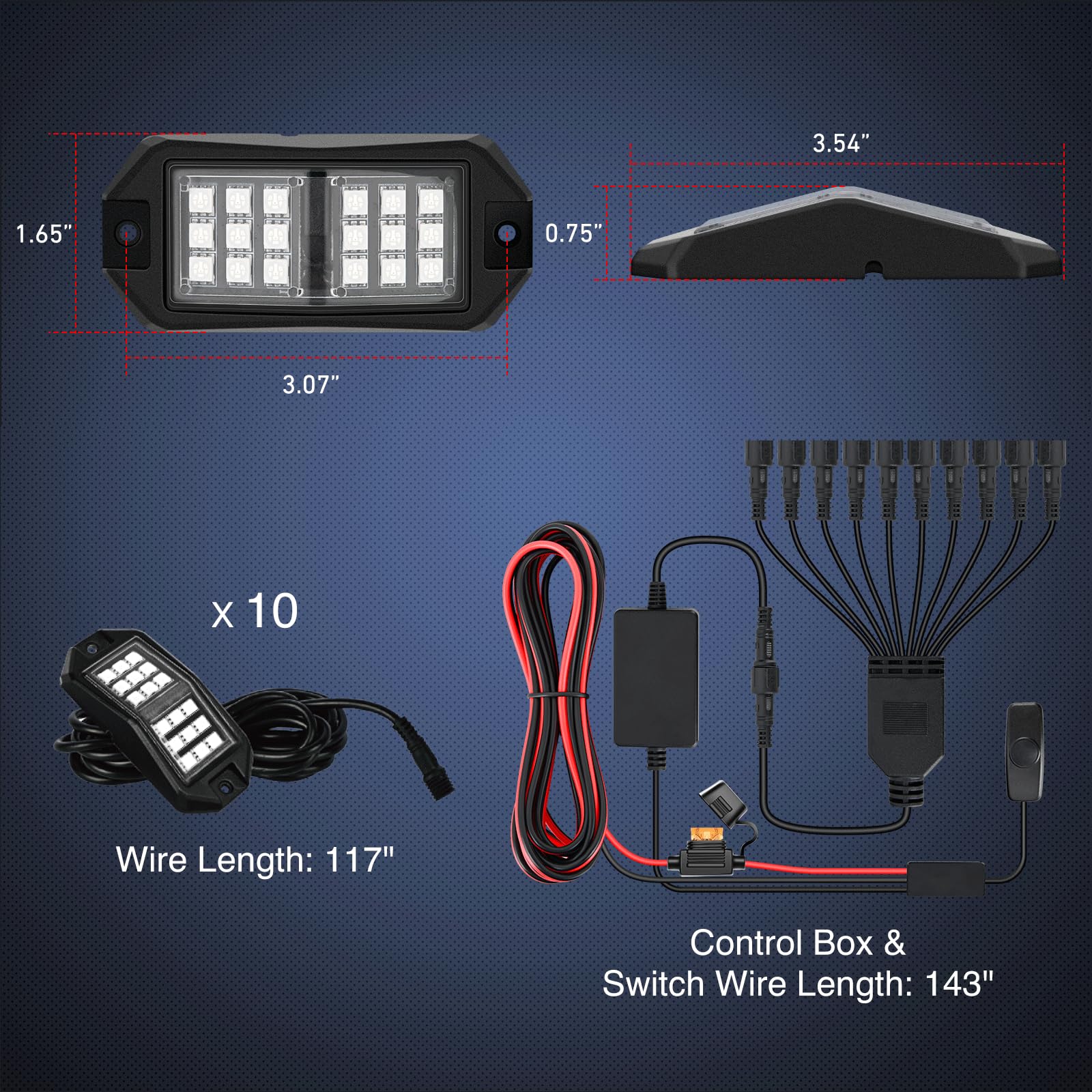 Nilight Rgb Led Rock Lights Kit 10 Pcs 18Led Wide Angle Wheel Well Light With Remote & Bluetooth App Dual Control Multi Modes Un