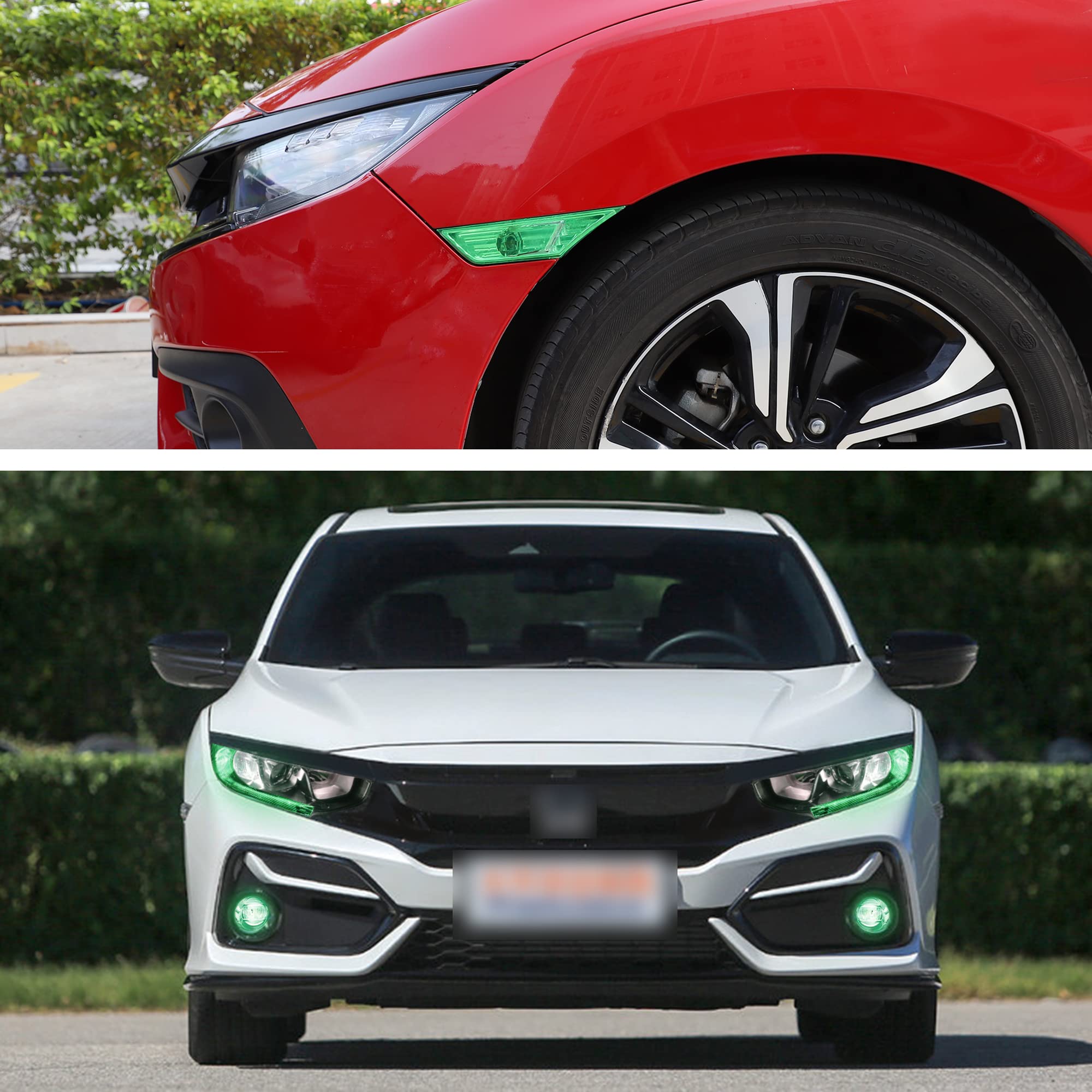 Tomall 3 Pair Vinyl Smoke Tint Fog Light Headlight Side Marker Light Film For Honda Civic 2016-2021 Fender Turn Signal Light Sti