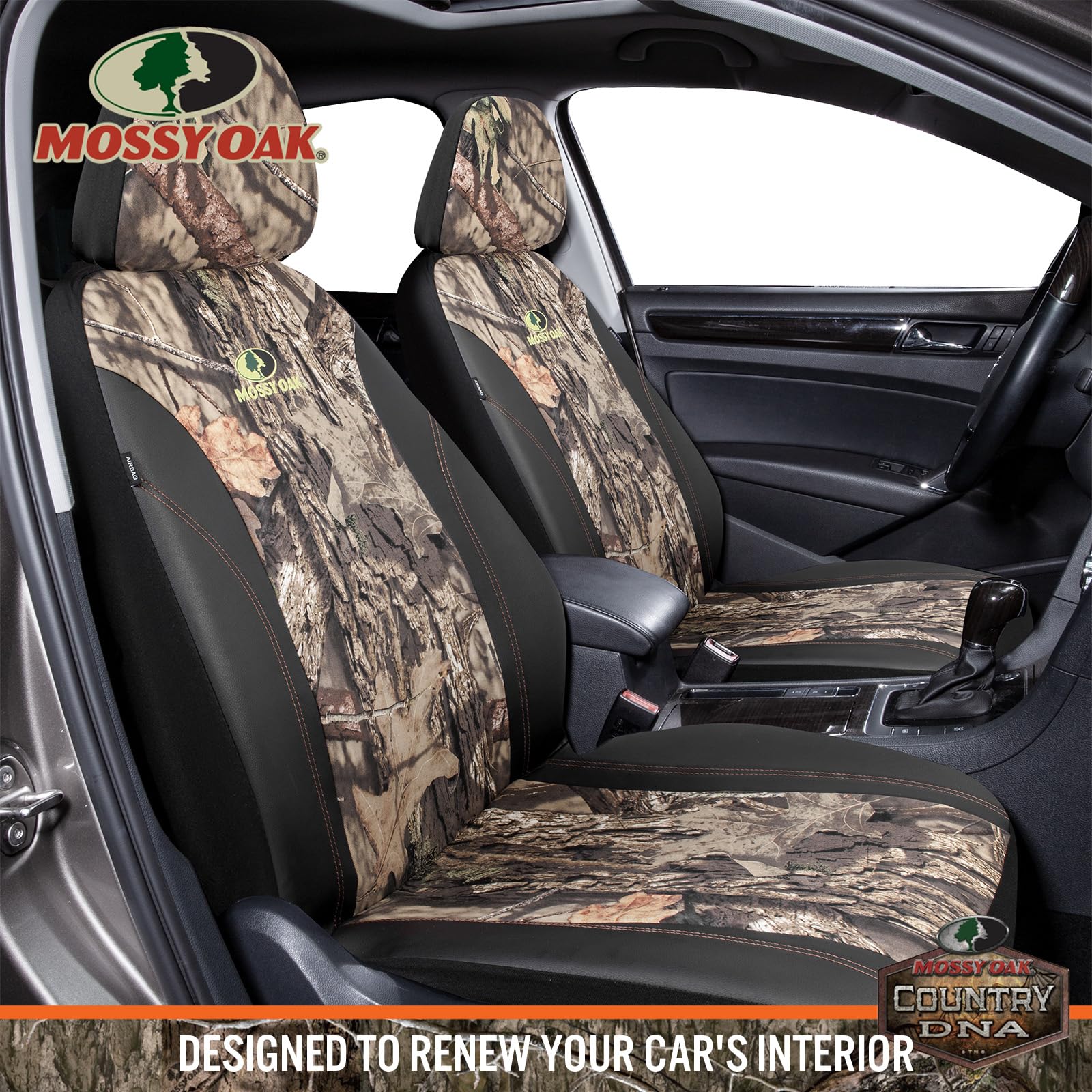 Mossy Oak Front Camo Seat Covers Low Back - Made With Premium Pvc & Canvas Fabric, Airbag Compatible, Universial Fit Most Bucket