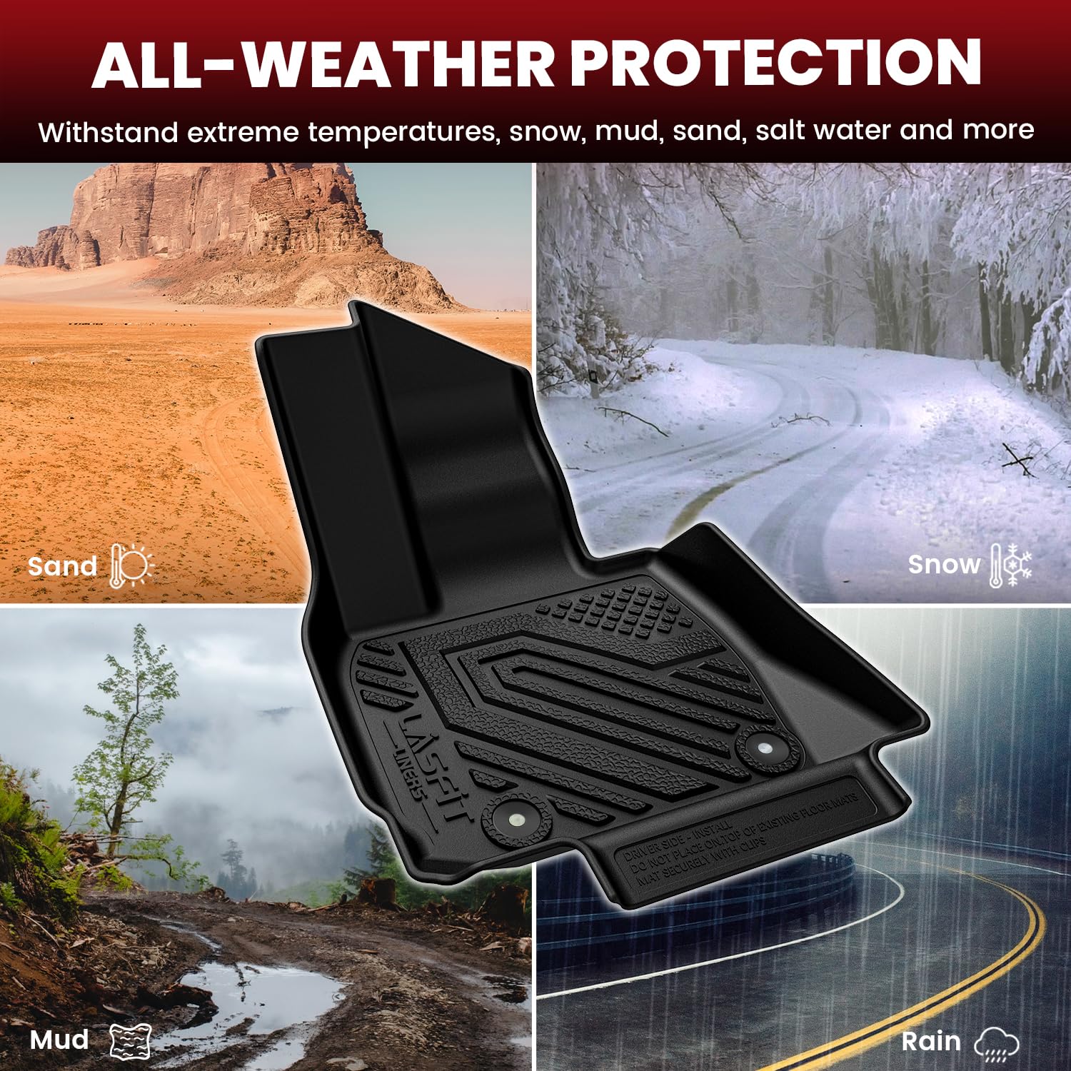 Lasfit Floor Mats Fit For Bmw X3 2025, Custom Fit Tpe All Weather Waterproof Floor Liners Front & Rear Rows Car Mats For Bmw X3