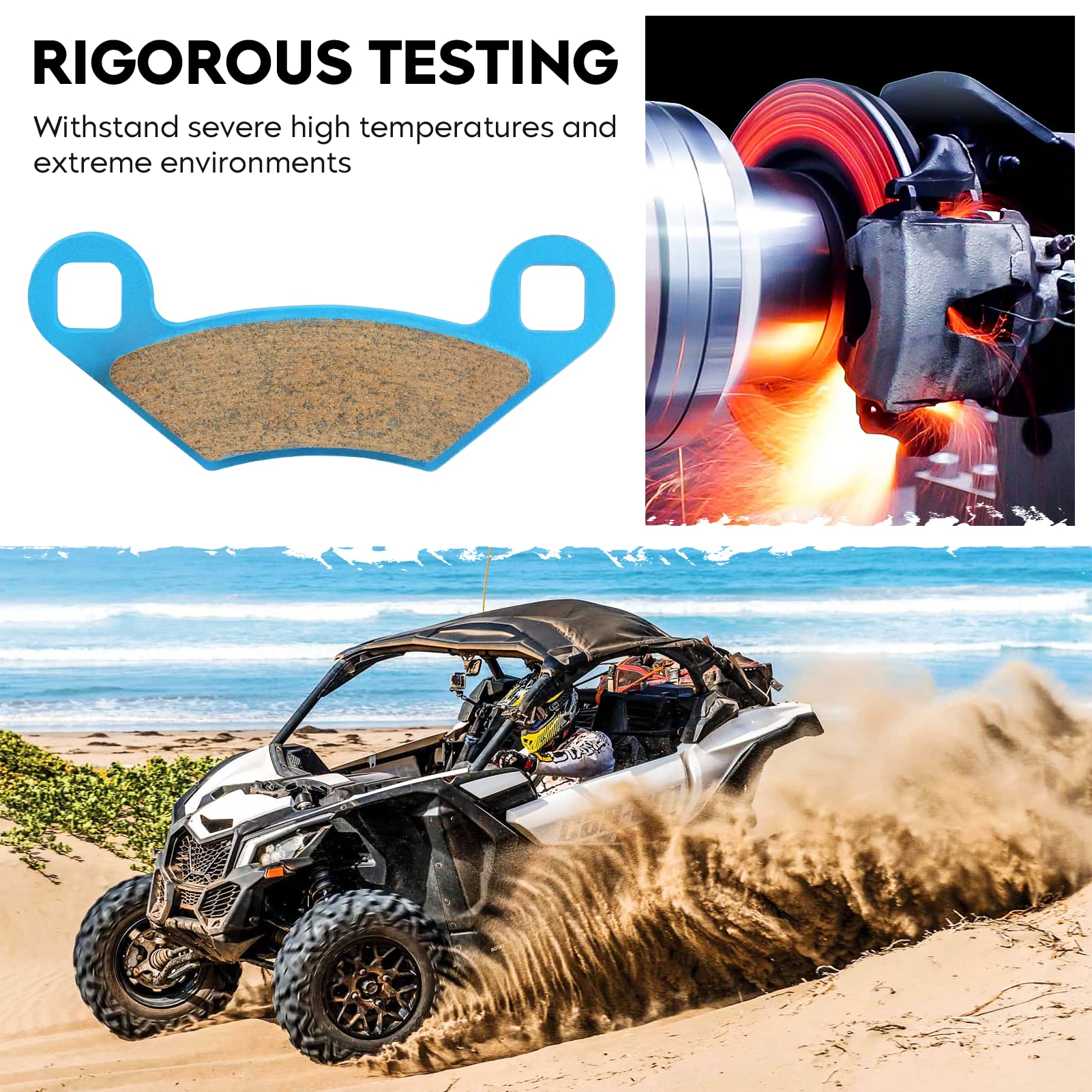 Ceramic Brake Pads Front & Rear Compatible With Polaris Rzr 800/570 2012 2013,Outlaw 450S/450 Mxr/Irs, Xplorer S 2008-2010 Repla