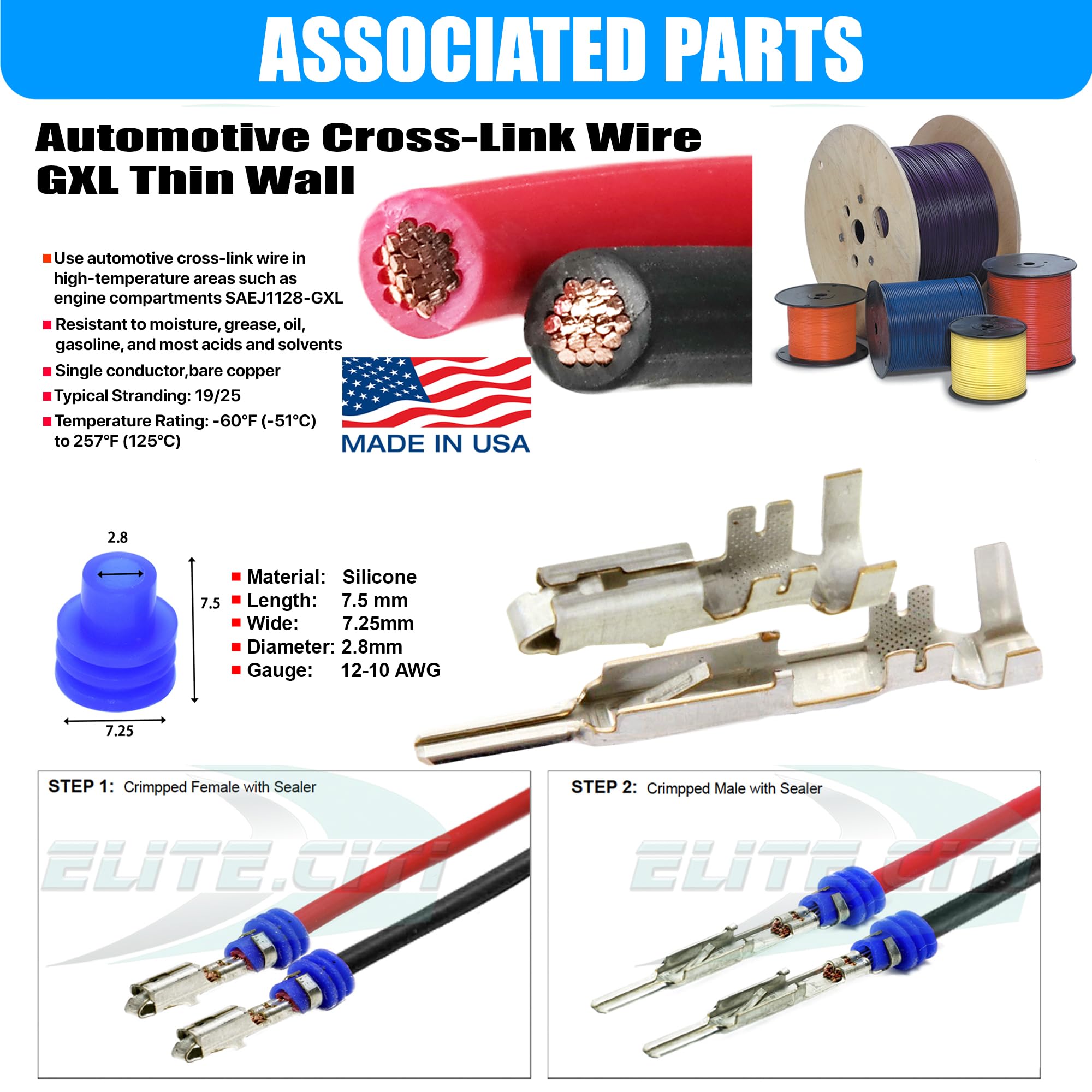 1-Pack (Male To Female Pigtail 12Ga) Metri-Pack 2-Pin 30 Amp, 280 Series Connector Multi-Purpose