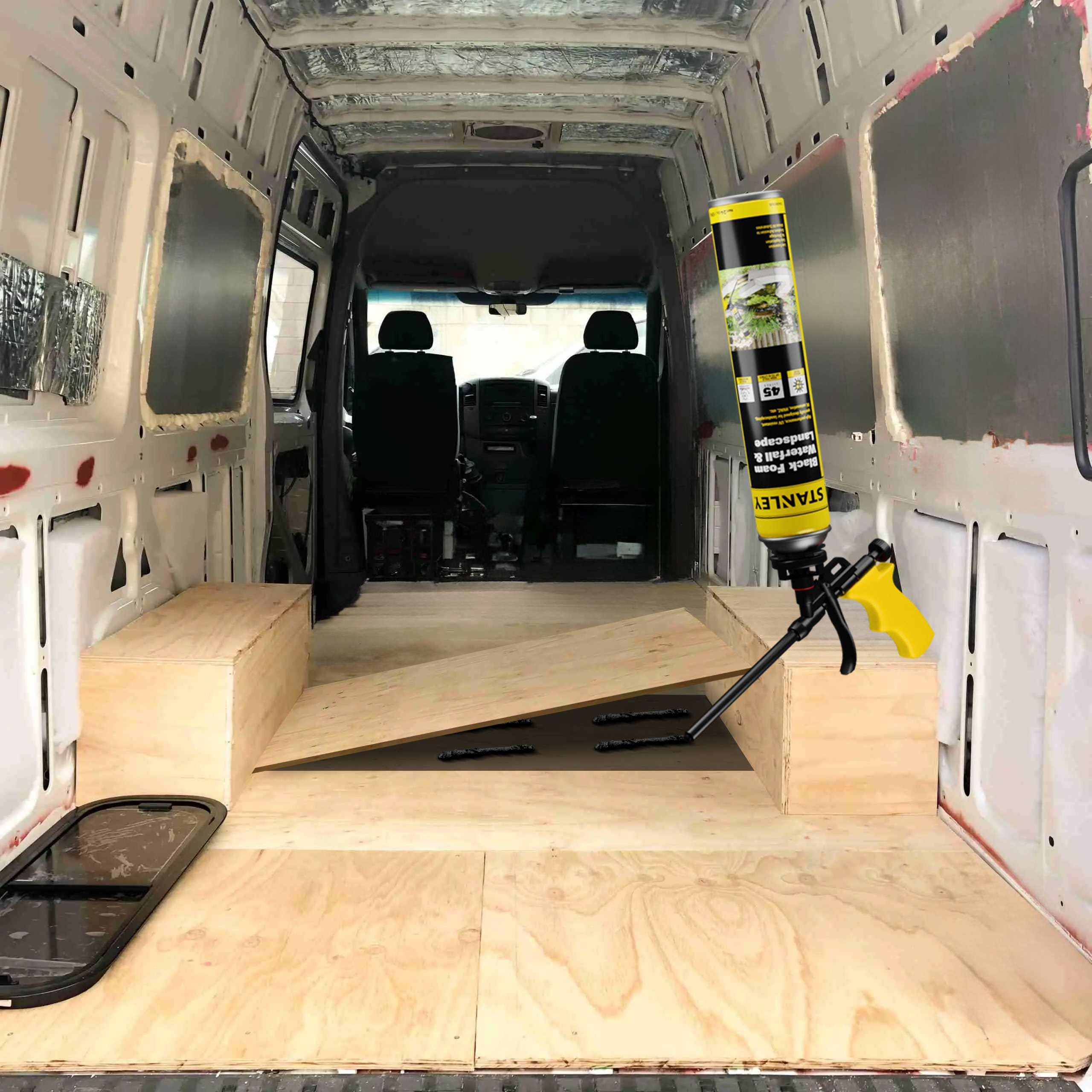 STANLEY Black Spray Foam Pro - 1x24 oz, Black Expanding Foam Sealant for RV, Automotive & Landscaping, Waterproof, UV Resistant,