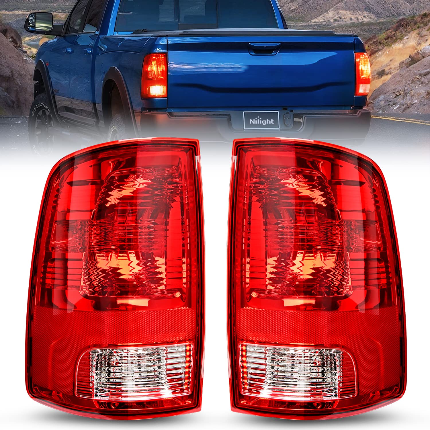 Nilight Taillight Assembly For 2009 2010 2011 2012 2013 2014 2015 2016 2017 2018 Dodge Ram 1500 2500 3500 2019 2020 2021 Classic Rear Lamp Oe Style W/Bulbs Driver And Passenger Side
