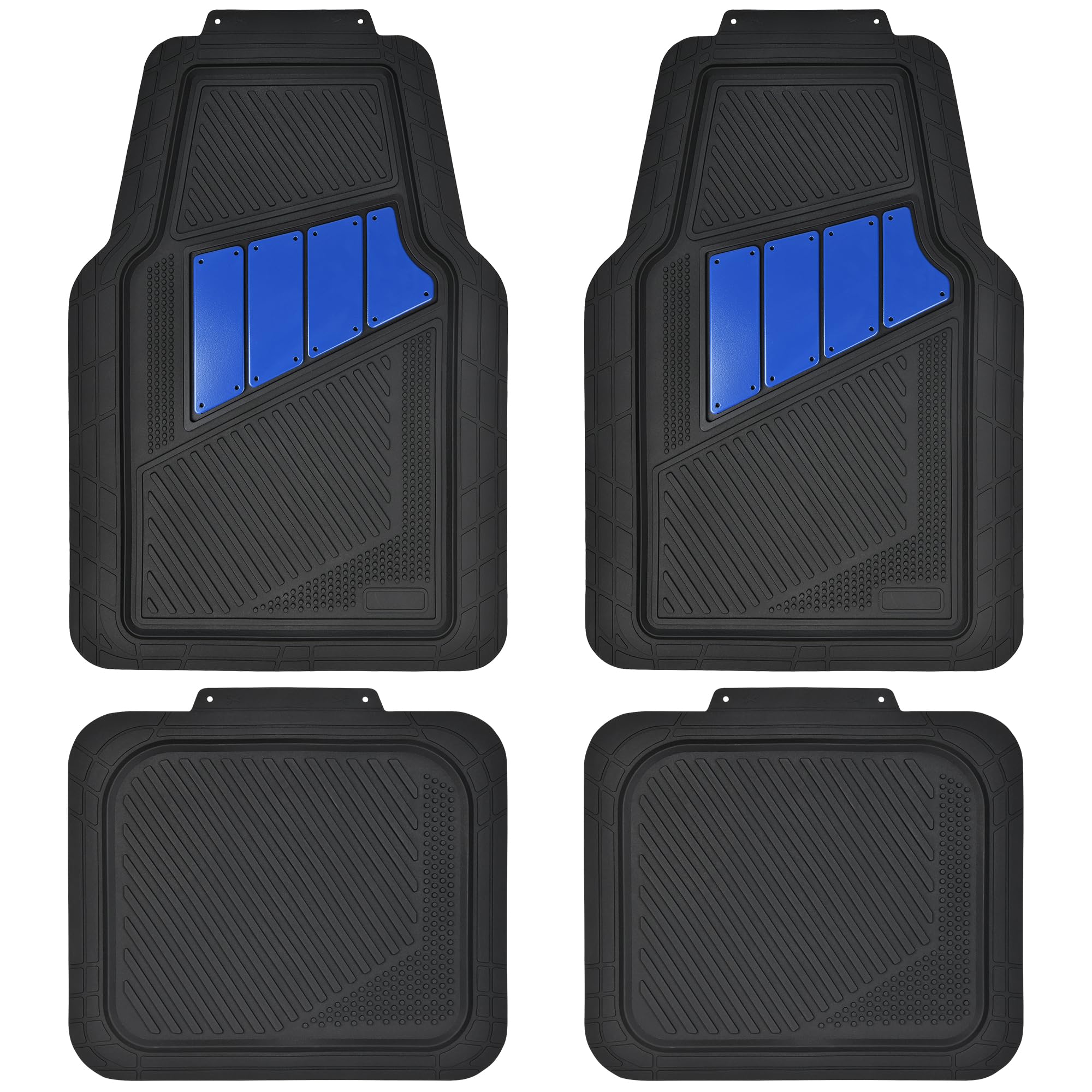 CAR PASS Heavy Duty Rubber Floor Mats 4-Piece Car Mat Set - Universal Waterproof Trim to Fit Floor Mats for Car Sedan SUV Coupe 