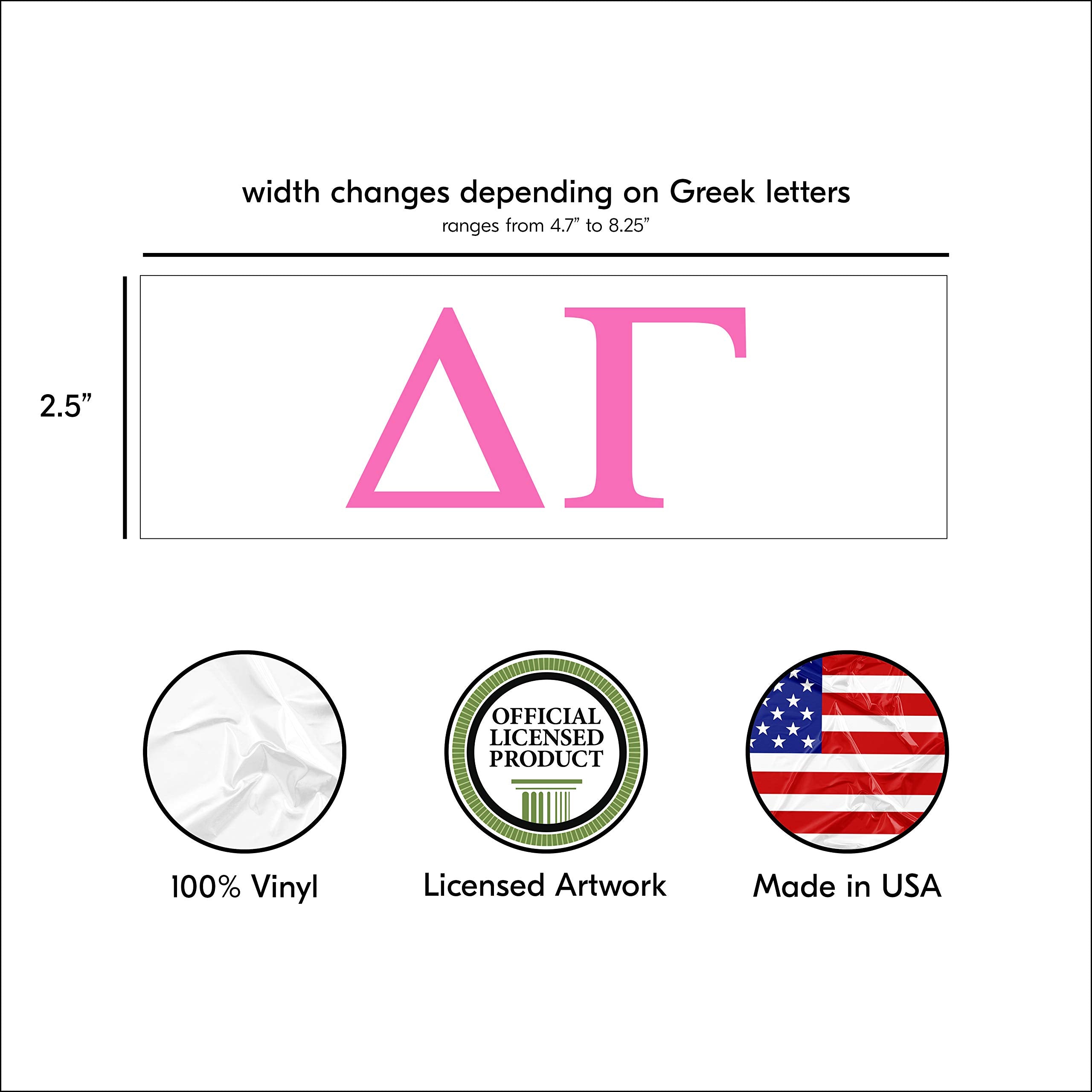 Pro-Graphx Delta Gamma Greek Sorority Sticker Decal, 2.5 Inches Tall, Pink