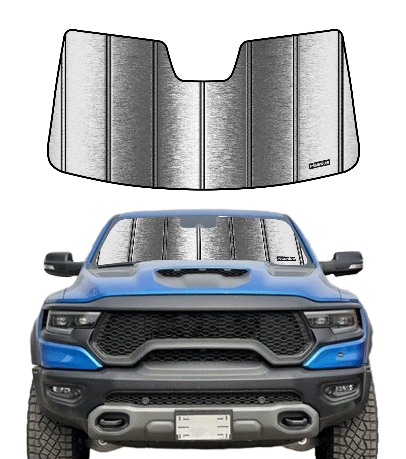 Pigenius Windshield Sunshade For Ram 1500 2019-2025 With 5 Inch Wide Sensor - Metallic
