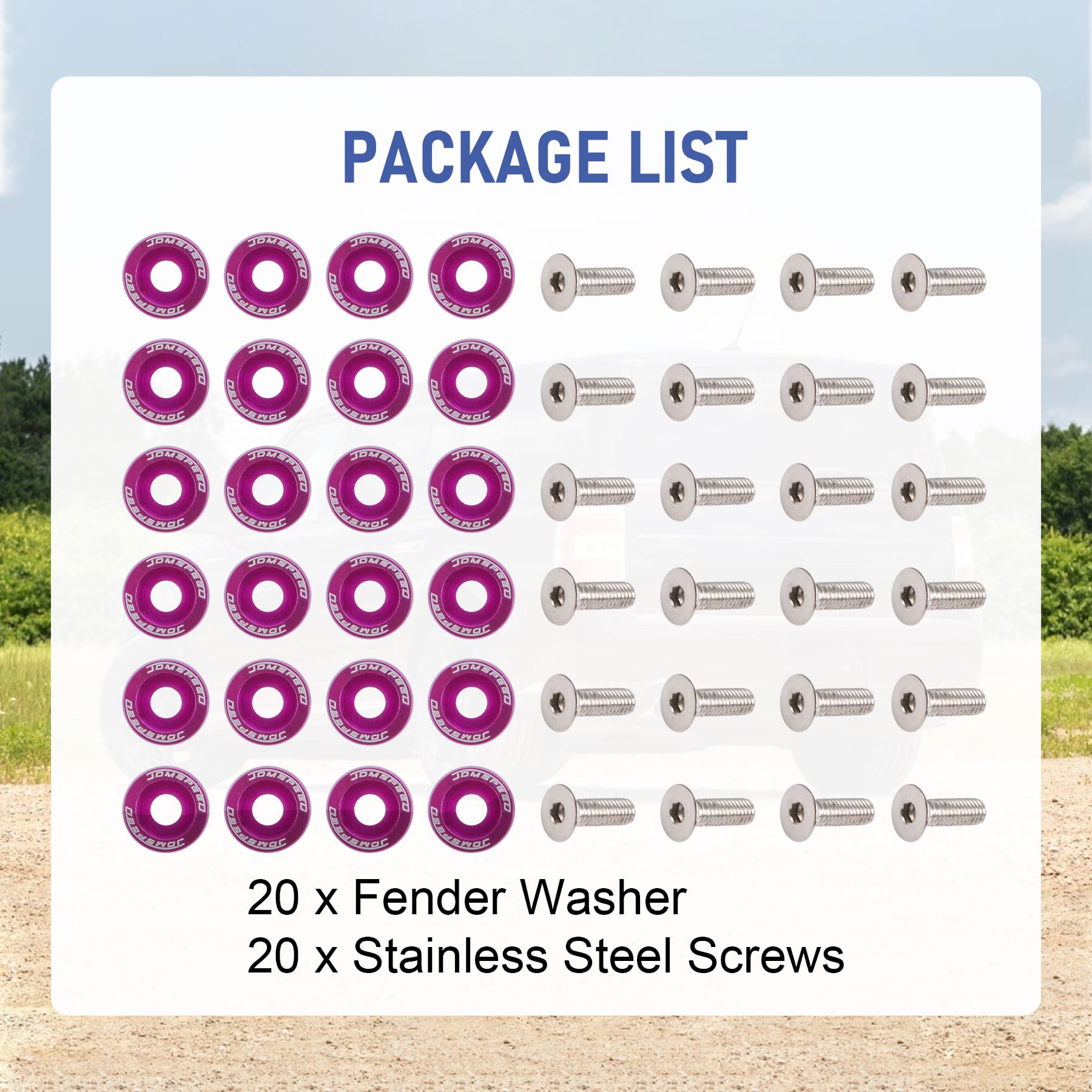 Jdmspeed 20 Pcs Purple Cnc Billet Aluminum Fender Washer Engine Bay Dress Up Kit