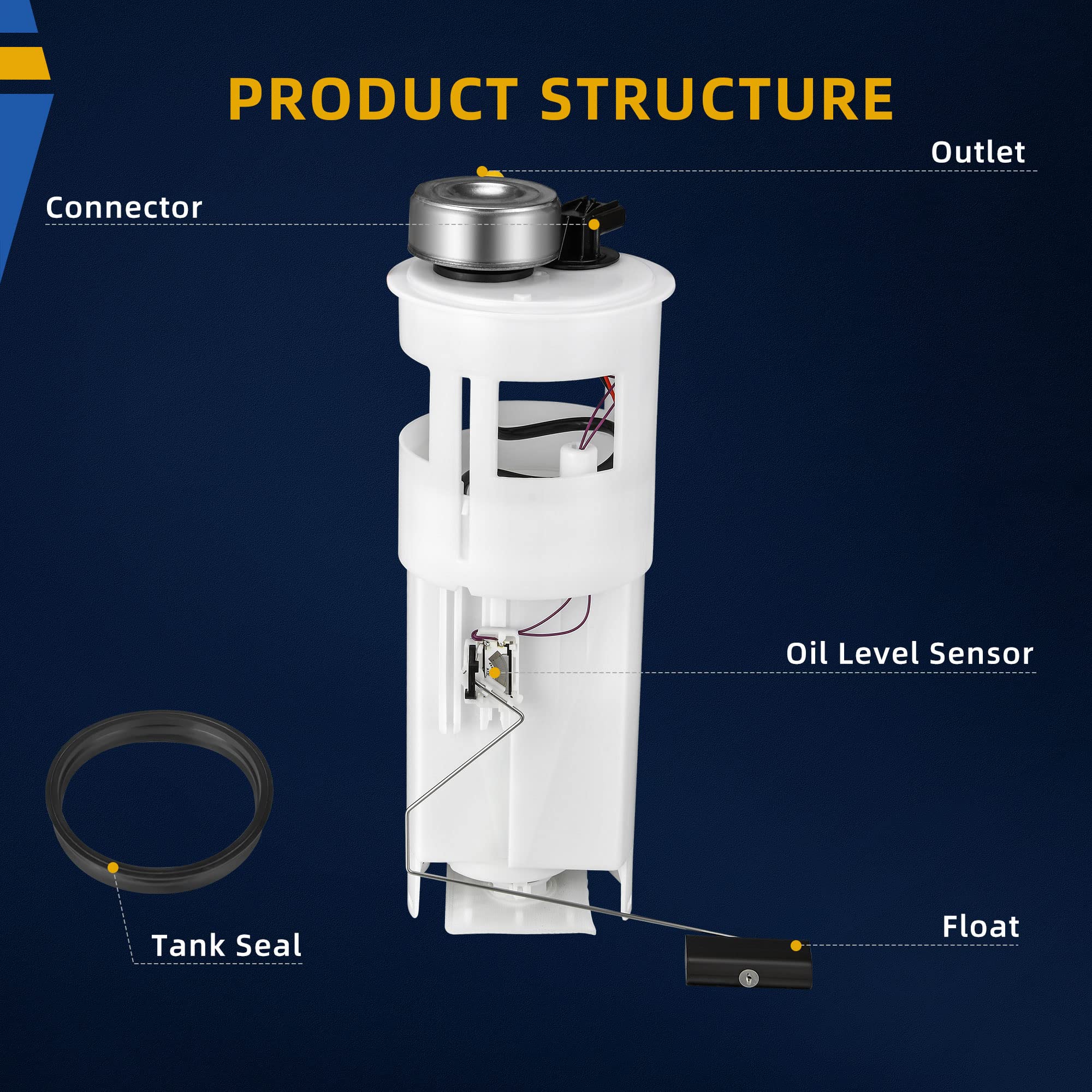 Dwvo Fuel Pump Compatible With 1997 1998 1999 2000 2001 2002 2003 Dodge Dakota With 22 Gallon Tank, 2 Door Extended Cab/2 Door S