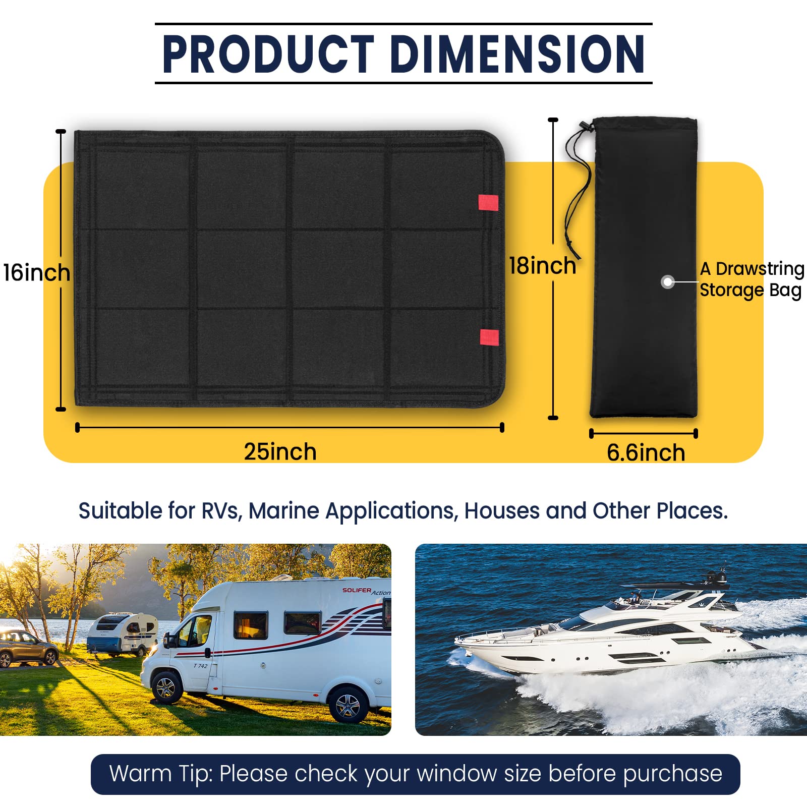 Funomo Rv Door Window Shade, Foldable Magnet Rv Blackout Window Cover, Uv Rays Protection Camper Trailer Window Cover, Waterproo