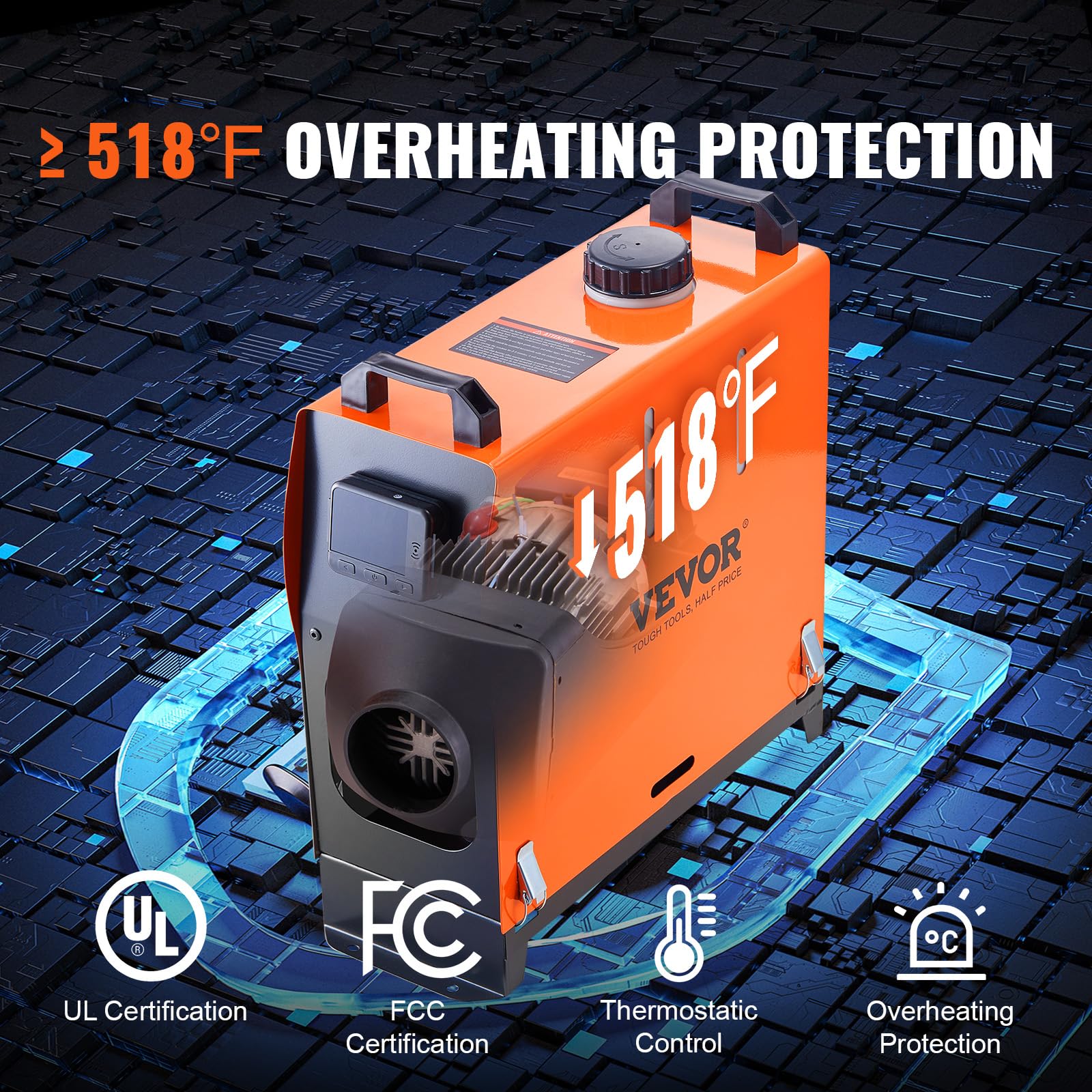 Vevor 8Kw Diesel Heater All In One, Diesel Air Heater With Bluetooth App Control, Portable Parking Heater Automatic Altitude Adj