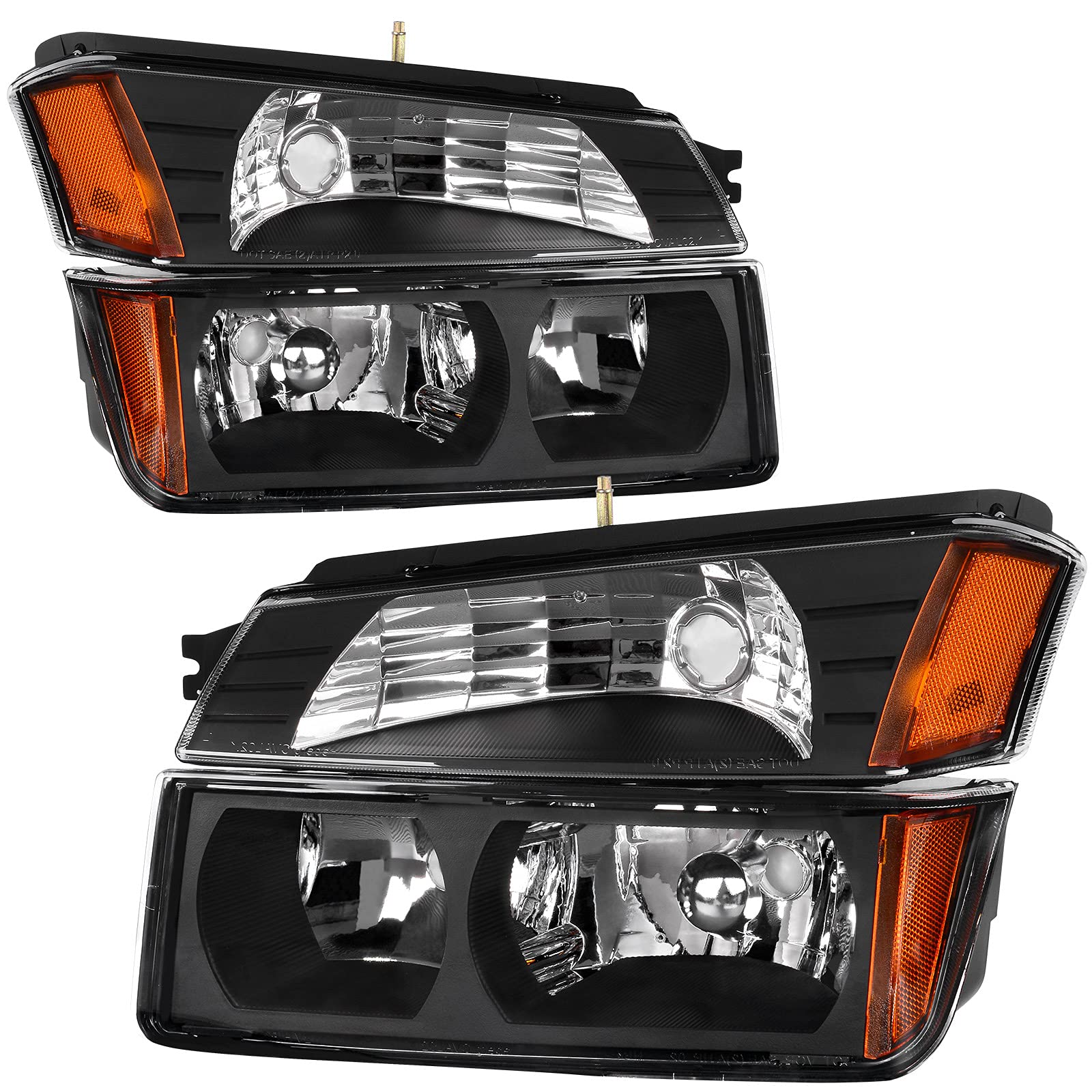 Autosaver88 Headlight Assembly Compatible With 2002 2003 2004 2005 2006 Chevy Avalanche Pickup With Body Cladding Models Black H