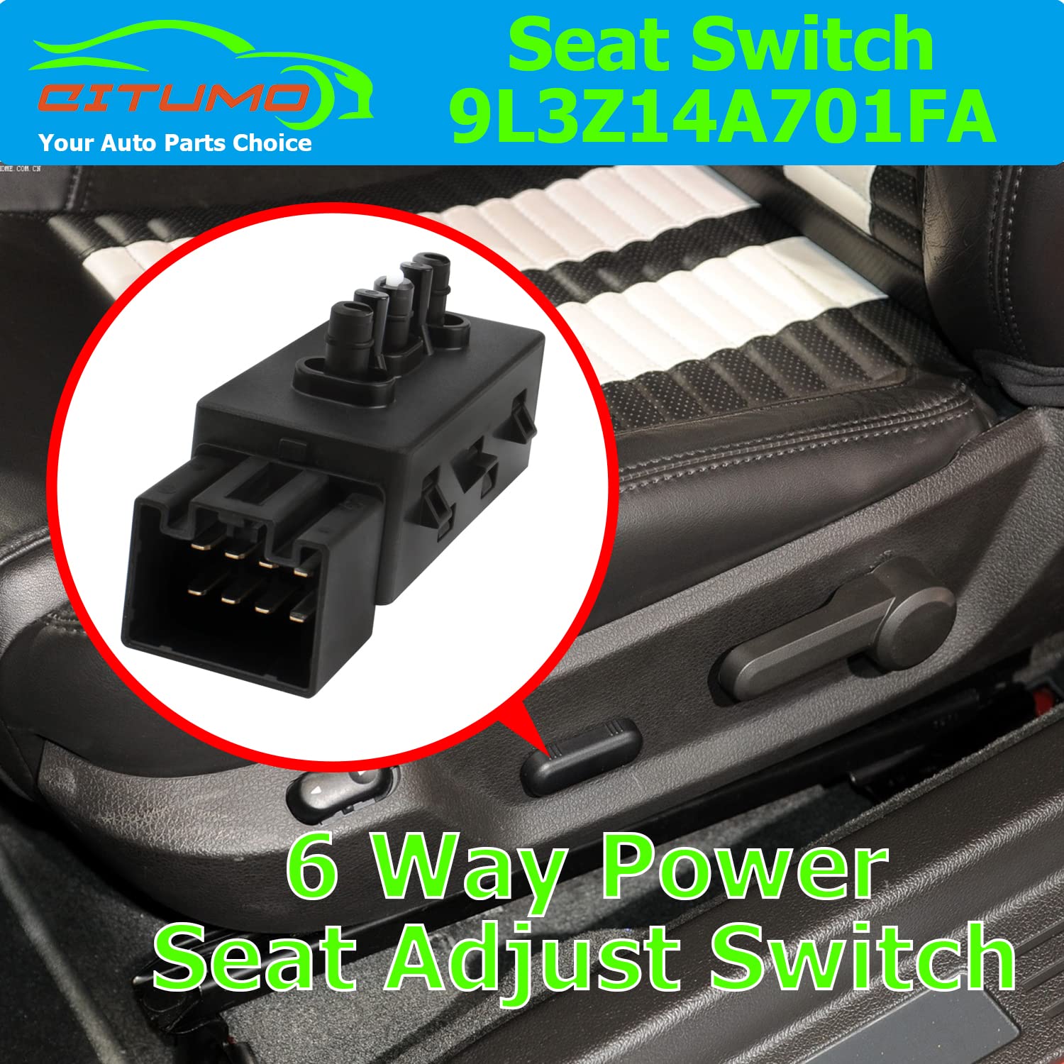9L3Z14A701A 6-Way Power Seat Adjuster Replacement For Mustang Edge Escape Expedition Seat Switch Replace Oe Psw5
