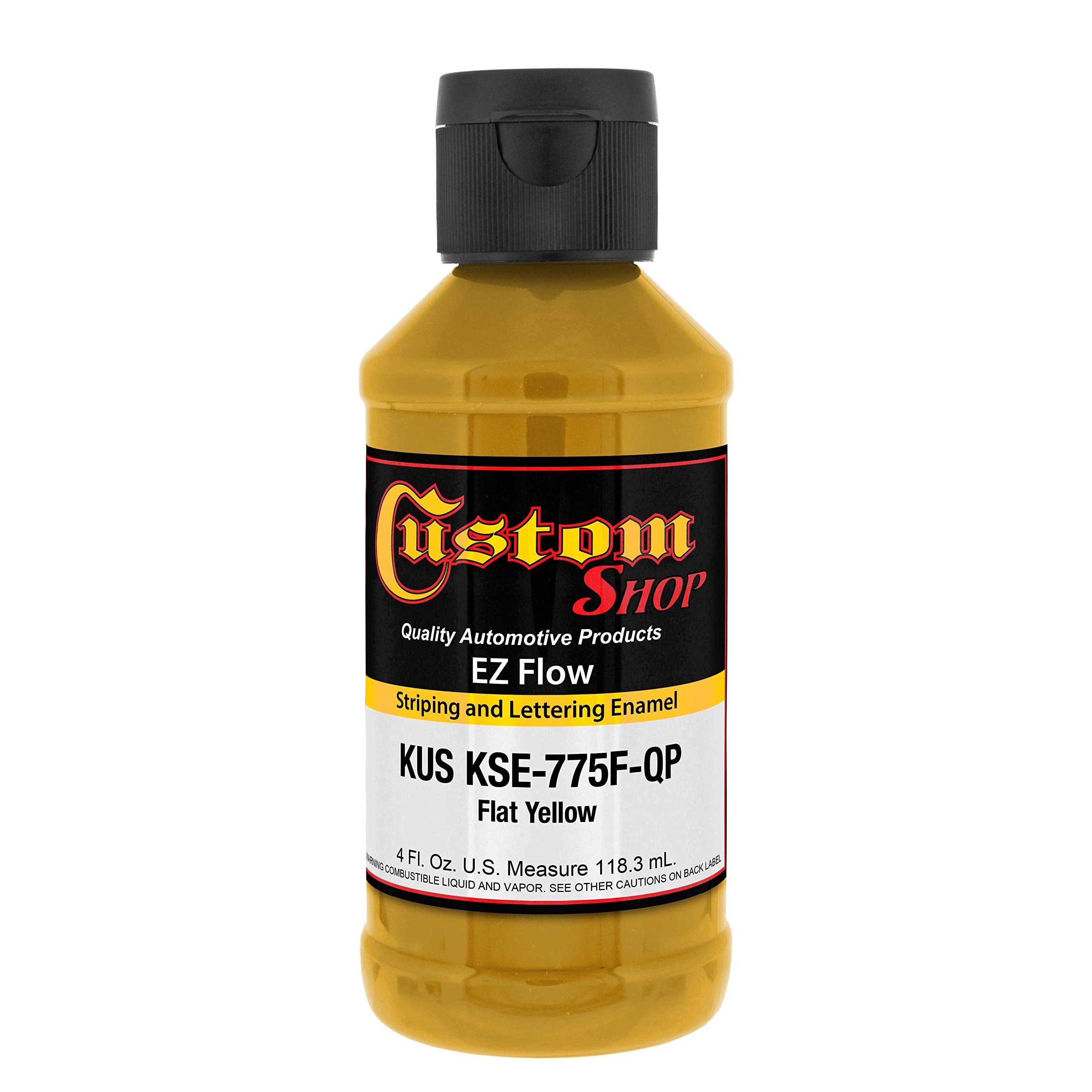 Custom Shop KSE775F-QP Flat Yellow - EZ Flow Striping Lettering Enamel - 4 Ounce