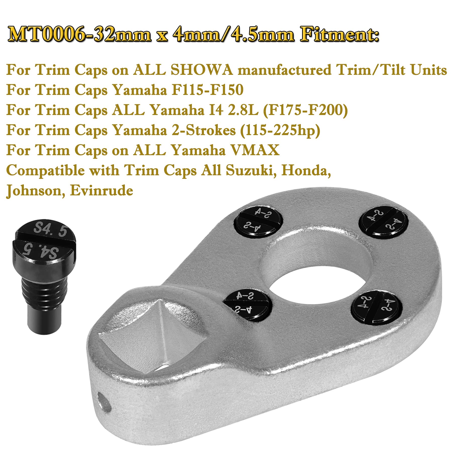 V-Sek 115225Fs Fast Strike Power Trim Motor Seal Kit & Outboard Trim/Tilt Pin Wrench Mt0006 32Mm X 4Mm/4.5Mm (Yb-06175-1A) Compatible With Yamaha Suzuki Johnson Evinrude O-Rings