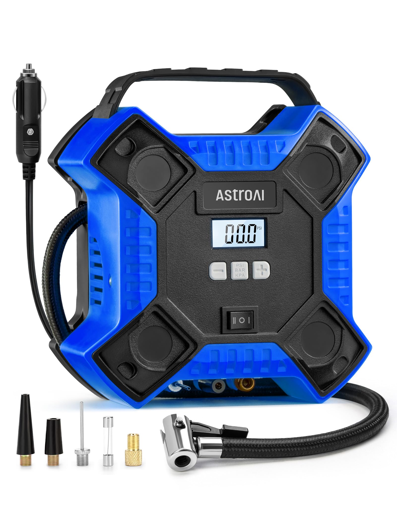 Astroai Air Compressor Tire Inflator Portable Air Pump For Car Tires, 12V Dc Integrated Metal Structure Tire Pump 160Psi With Le