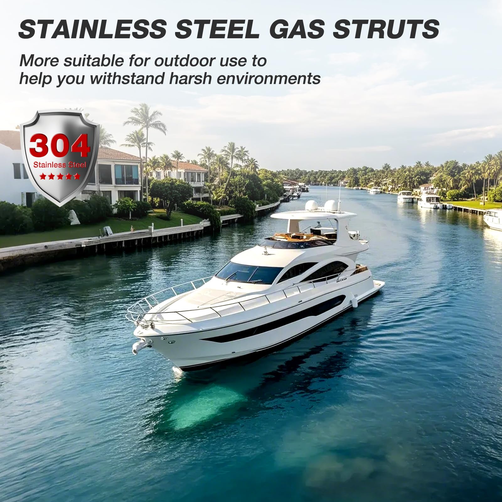 Vepagoo 15 Inch 60Lb/267N Stainless Steel Marine Grade Lift Support For Boat Locker Door Leer Camper Shell Topper Rear Window, C