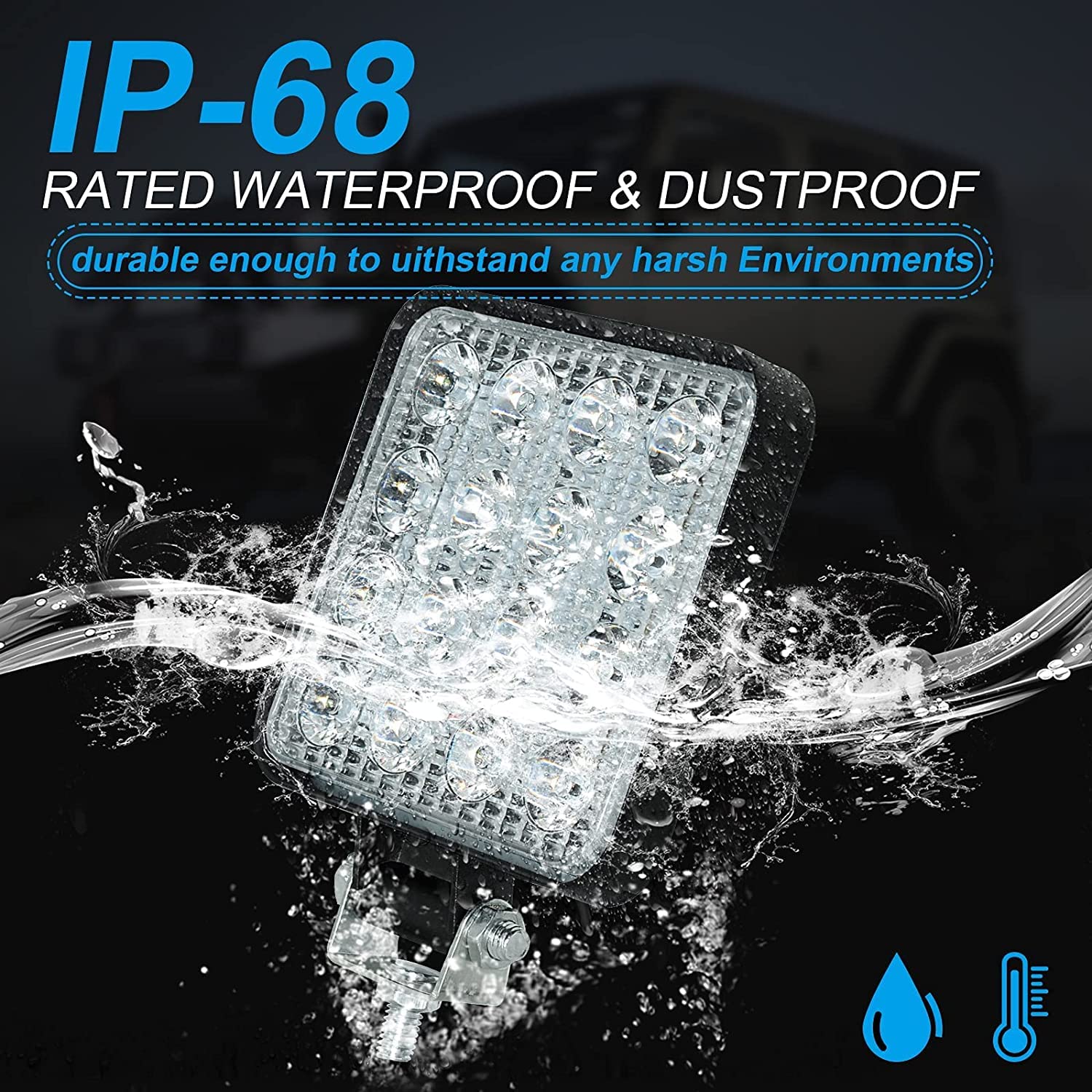 Antom 12V Led Flood Tractor Work Reserve Lights, 57W Backup Driving Lights For Tow Trucks, Tractor, Trailer Cargo, Skid Steer, Forklift, Kayak (10Pcs Square)