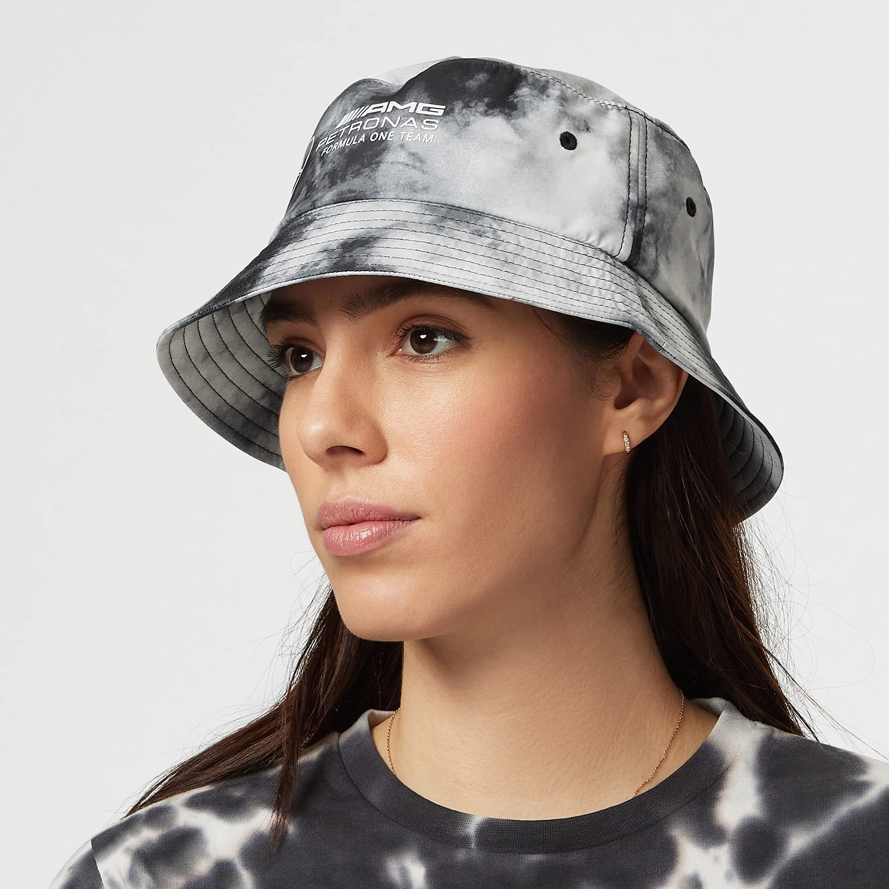 Mercedes Amg Petronas Formula One Team - Tie Dye Bucket Hat - Grey - Unisex - Size: One Size