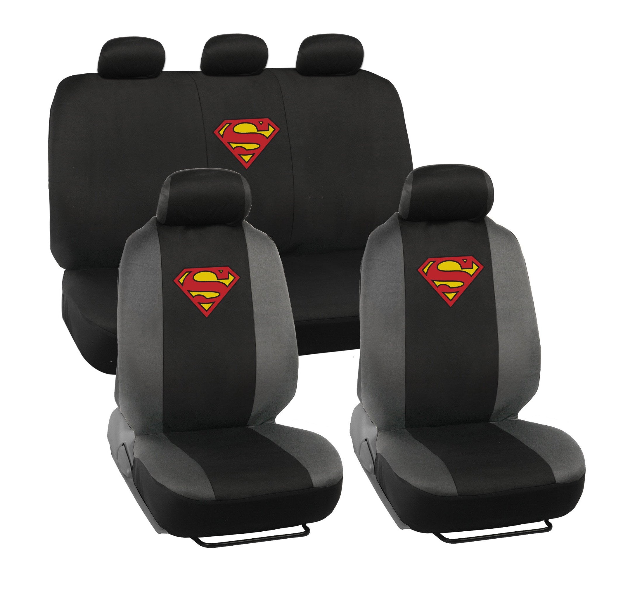 Bdk Warner Brothers Dc Superman Front & Rear Car Seat Covers Full Set - Easy To Install Durable & Polyester Car Seat Cover - All