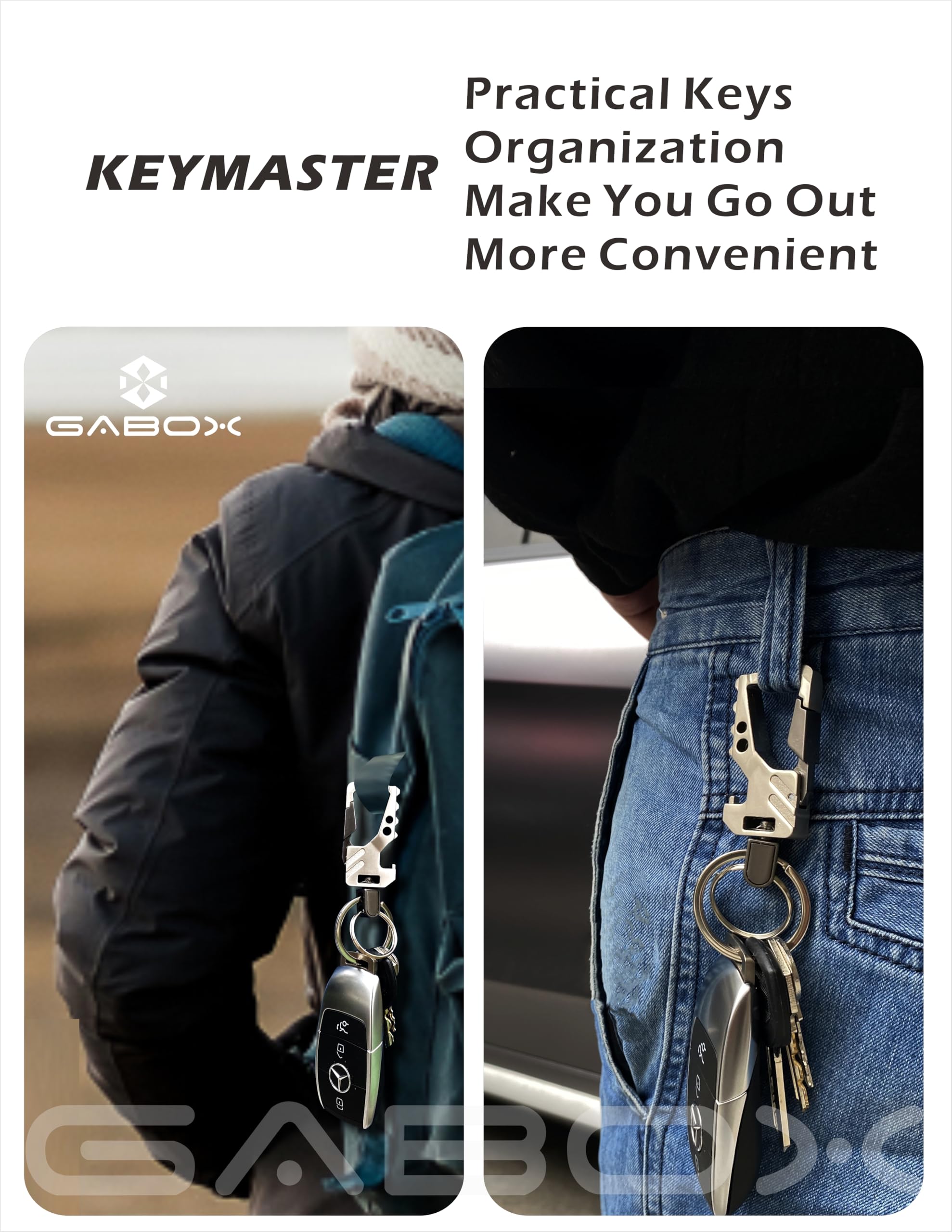 Gabox 2Pcs Key Chains Edc Key Rings Bottle Opener Keychain Car Keys Tactical Carabiner Keychain With Clip Llaveros De Hombre For Men And Women - Heavy Duty, Black Color