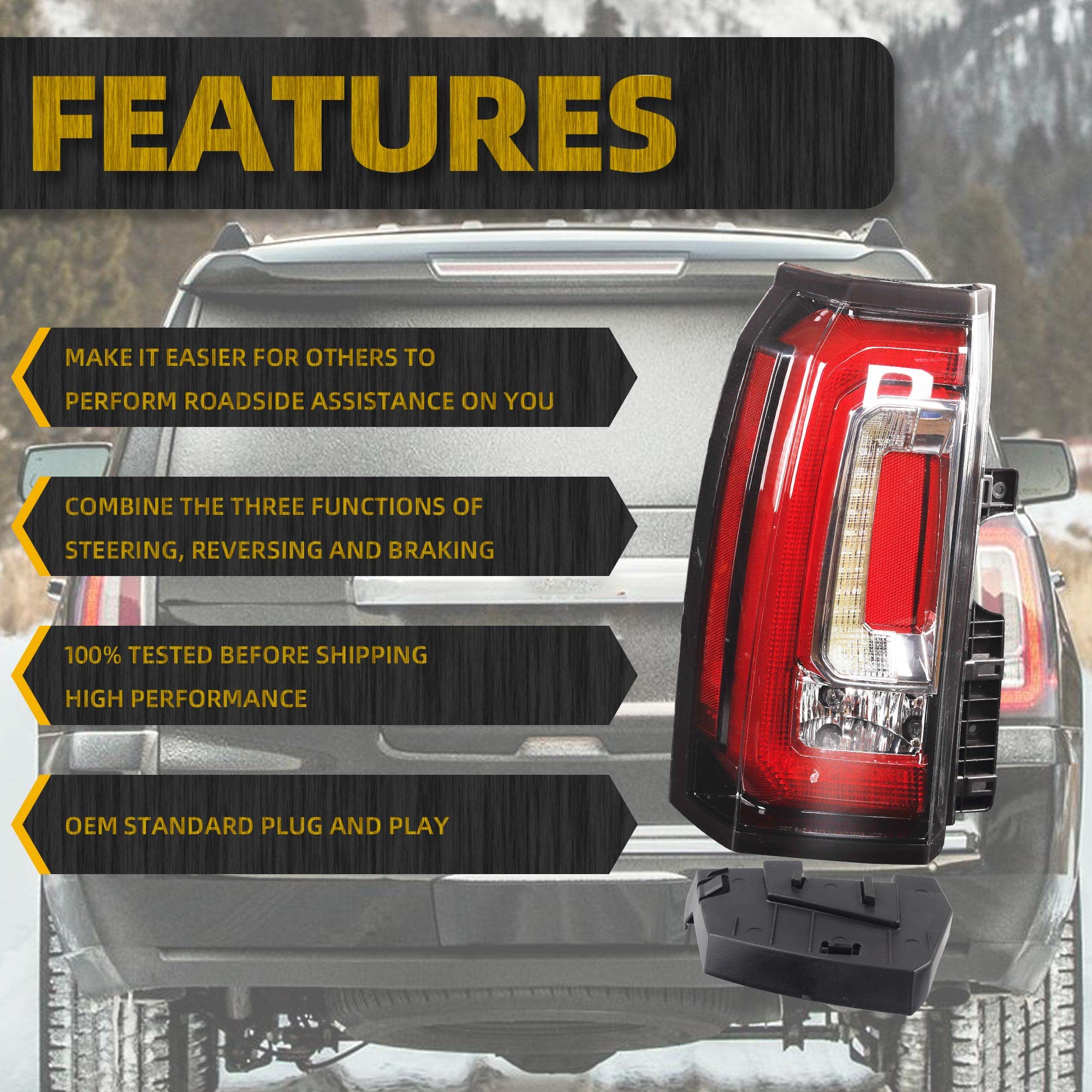 Dasbecan Left Driver Side Tail Light Led Tail Light Assembly Compatible With 2015-2020 Gmc Yukon And Yukon Xl