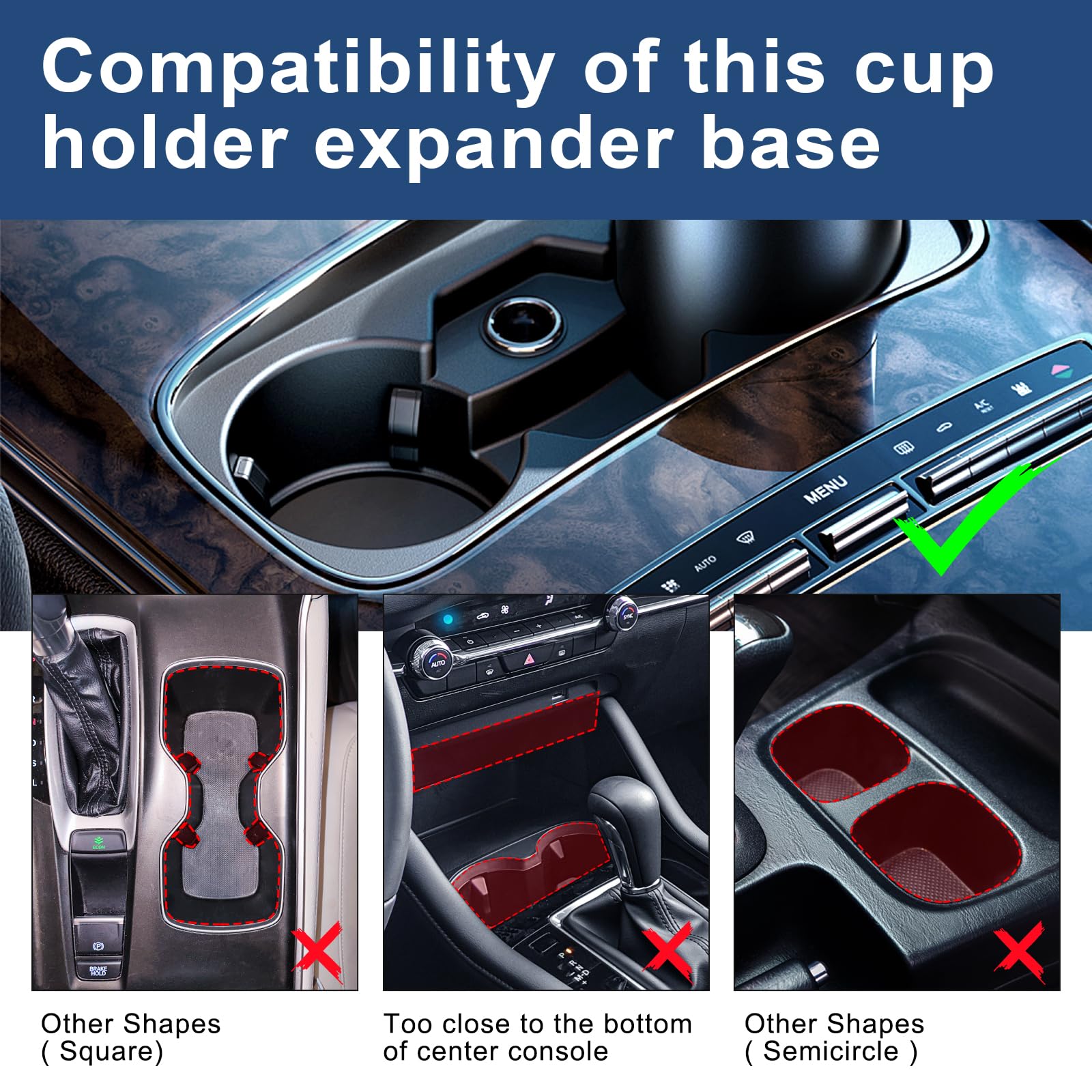 Car Cup Holder Expander, Cup Holder Extender Adapter With Expandable Arm And Adjustable Base, Compatible With Yeti Ramblers, Hyd