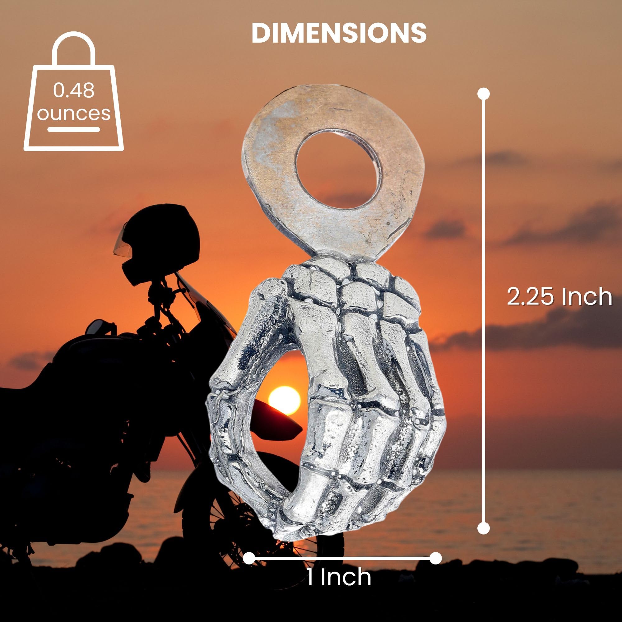 Guardian Bell Skeleton Good Luck Bell Hanger Mount | Motorcycle Bell | Lead-Free Pewter | Made In Usa