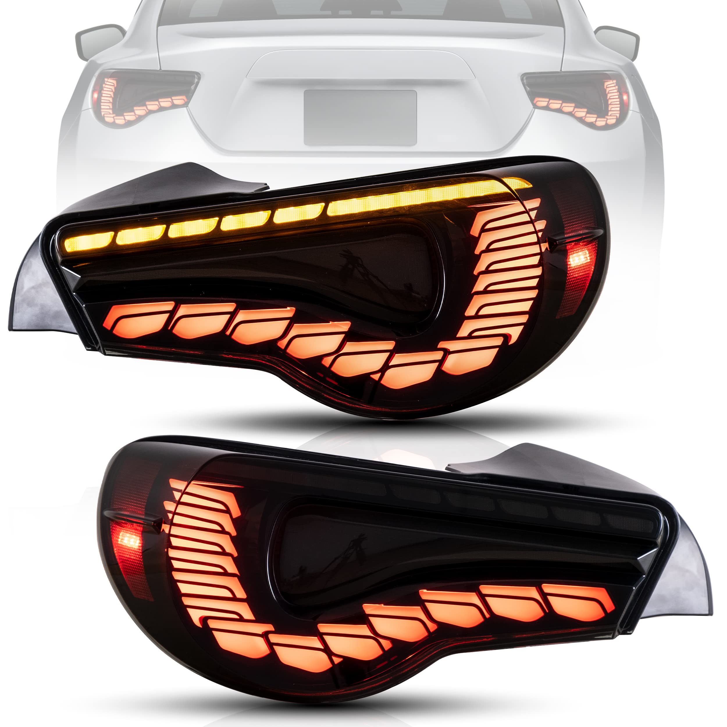 Vland Tail Lights Assembly Fit For Toyota 86 2012-2020, Subaru Brz 2013-2020, Scion Frs 2013-2016, Rear Lamps With Dragon Scales