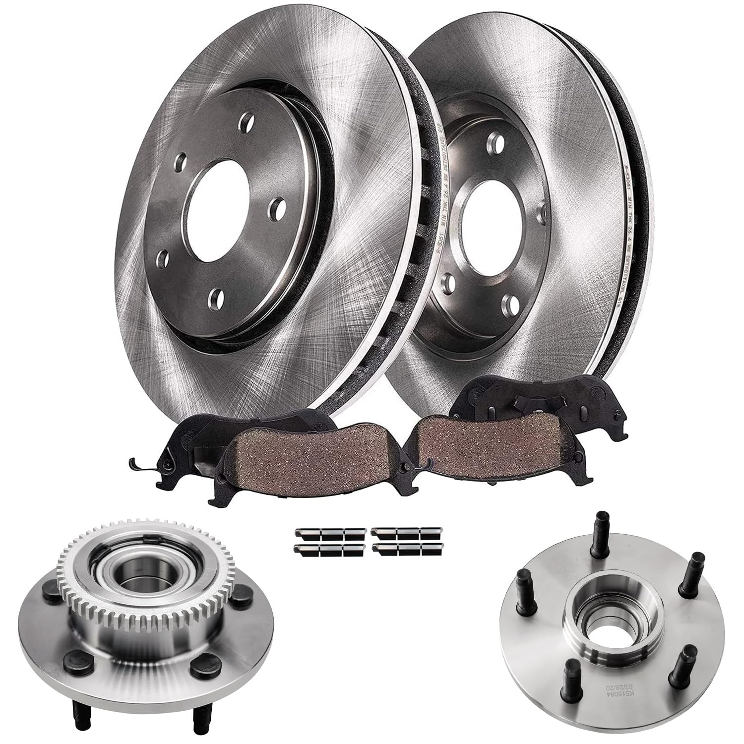 Detroit Axle - 2WD Front Brake Kit for 2000-2001 Dodge Ram 1500 Disc Brake Rotors Ceramic Brakes Pads Wheel Bearing Hubs Assembl