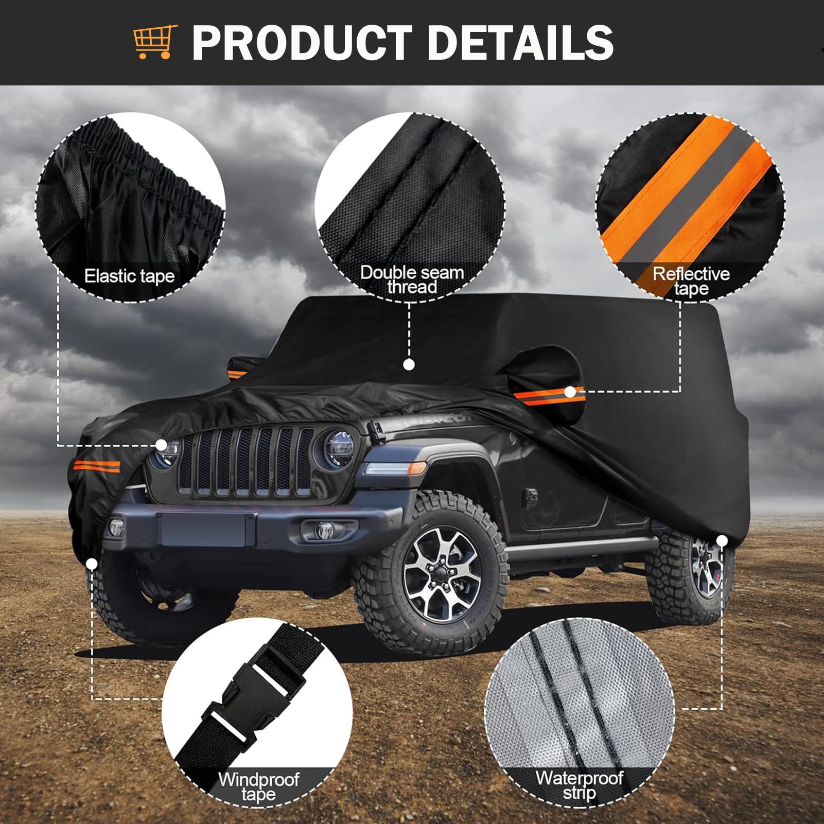 Big Ant Car Cover Custom Fits For Jeep Wrangler 4 Door Jk Unlimited Sport/Sahara/Rubicon Waterproof All Weather With Drive Door