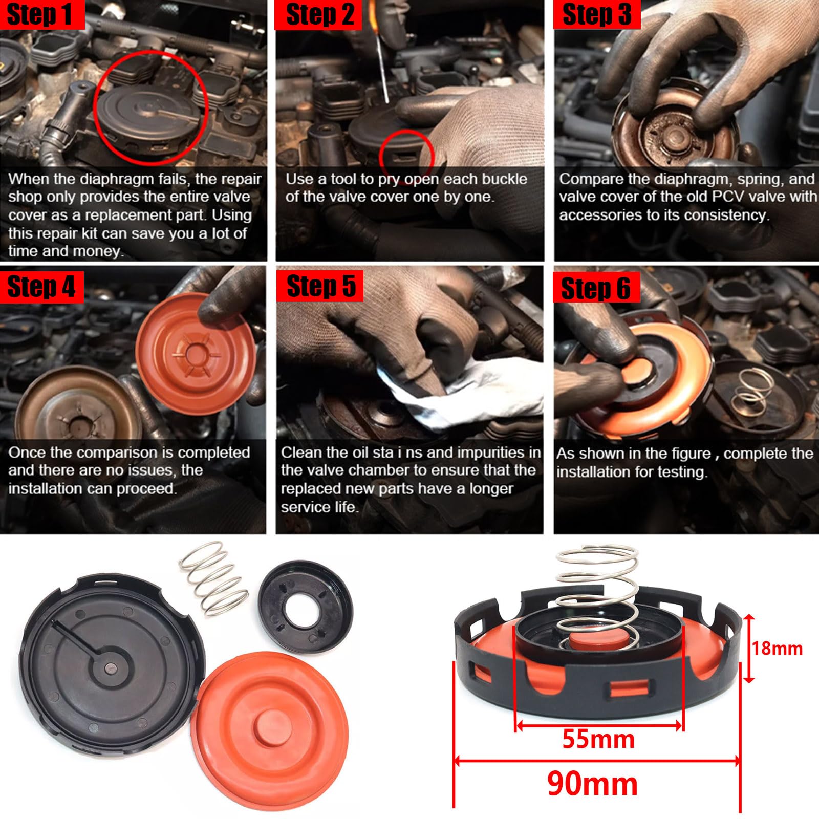 FANHAY 917-064 PCV Valve Diaphragm Cover Compatible with Audi & VW Models,for Audi A3 A4 A5 Q5 RS Q3 RS3 S3 TT Volkswagen Beetle