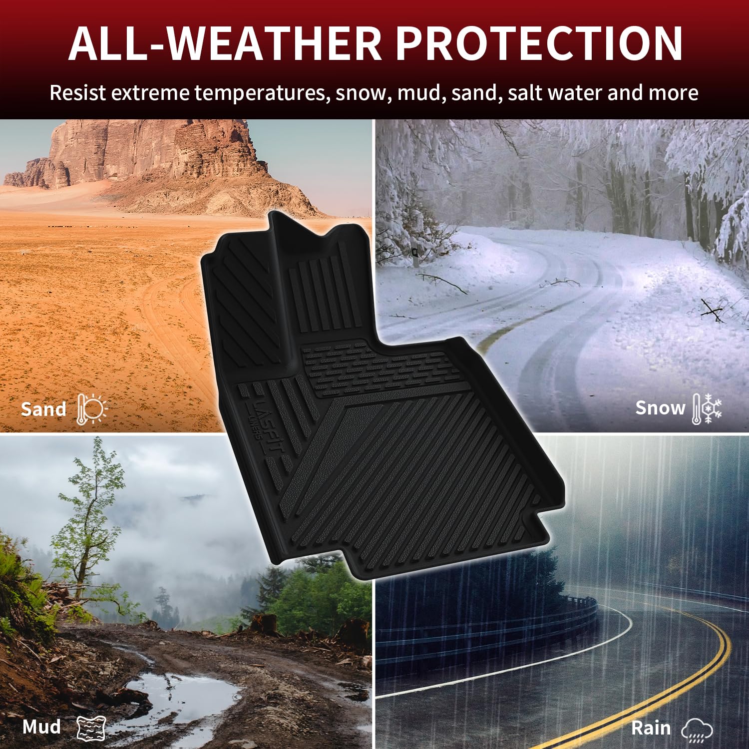 Lasfit Premium Extra Thick Floor Mats For Tesla Cybertruck 2023 2024 2025 All Weather Tpe Custom Fit Pickup Interior Accessories