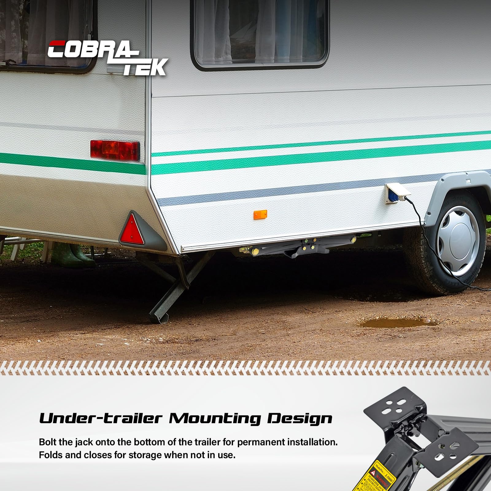Cobra-Tek Universal RV Camper Travel Trailer Stabilizer Leveling Scissor Jack, Bolt-on or Weld-on, 2500 lbs Load Capacity, 24''