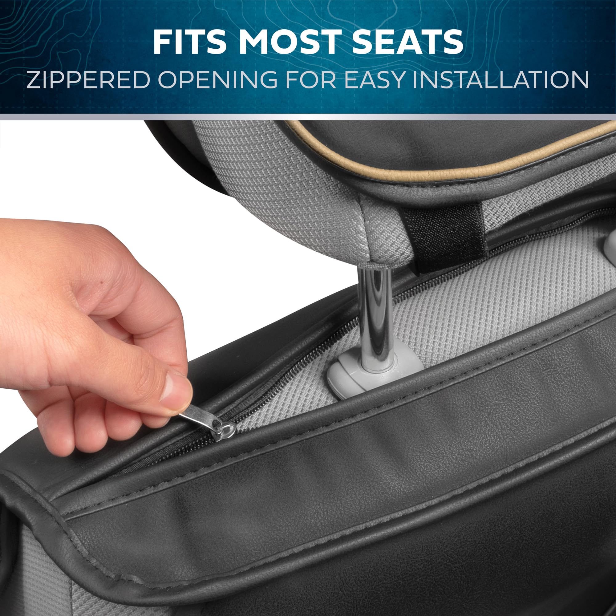 MotorBox Prestige Faux Leather Seat Covers - Semi-Custom Fit Car Seat Covers Full Set - Seat Covers for Trucks & SUV PU Leather