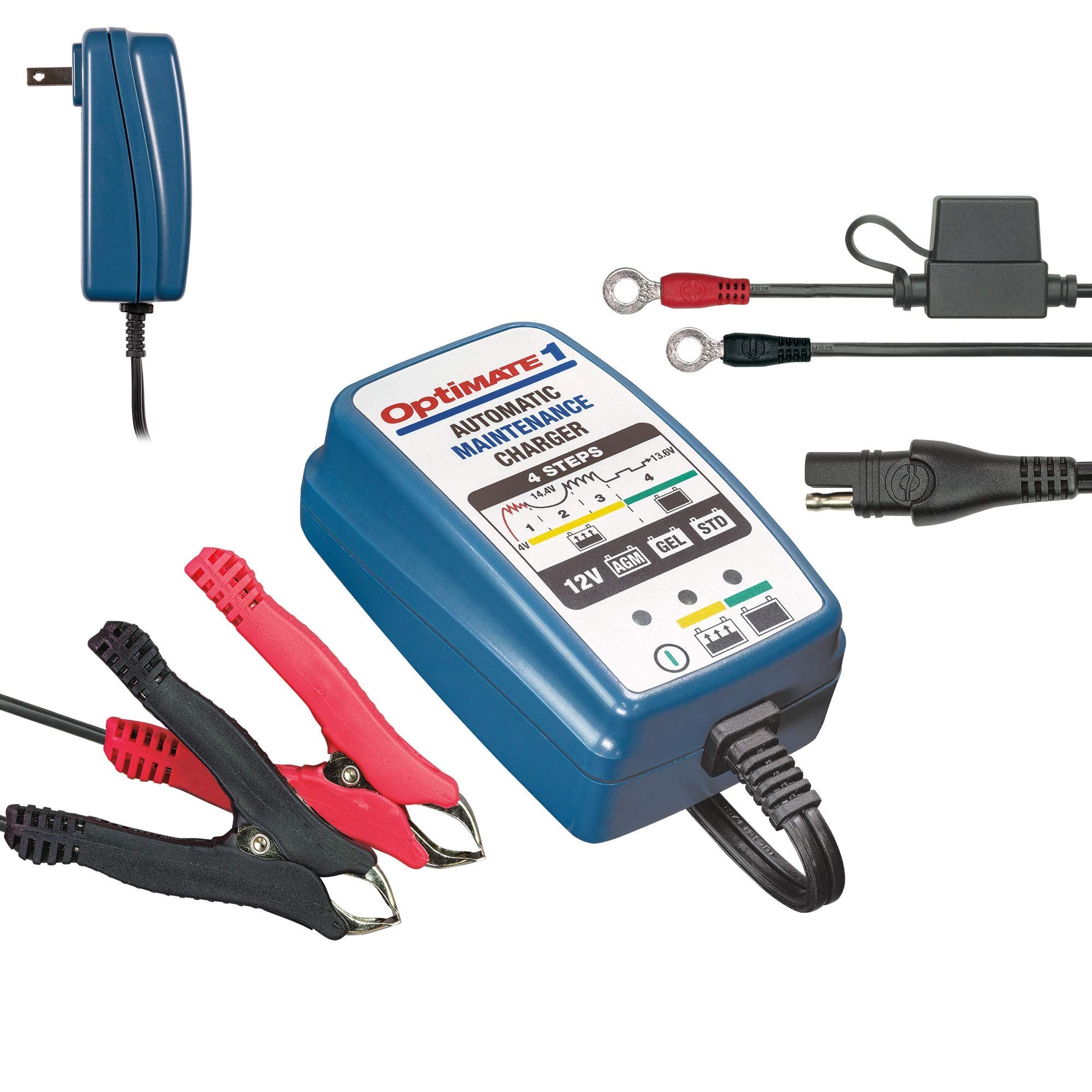 Optimate 1 Global, Tm-401, 4-Step 12V 0.6A Battery Charger-Maintainer
