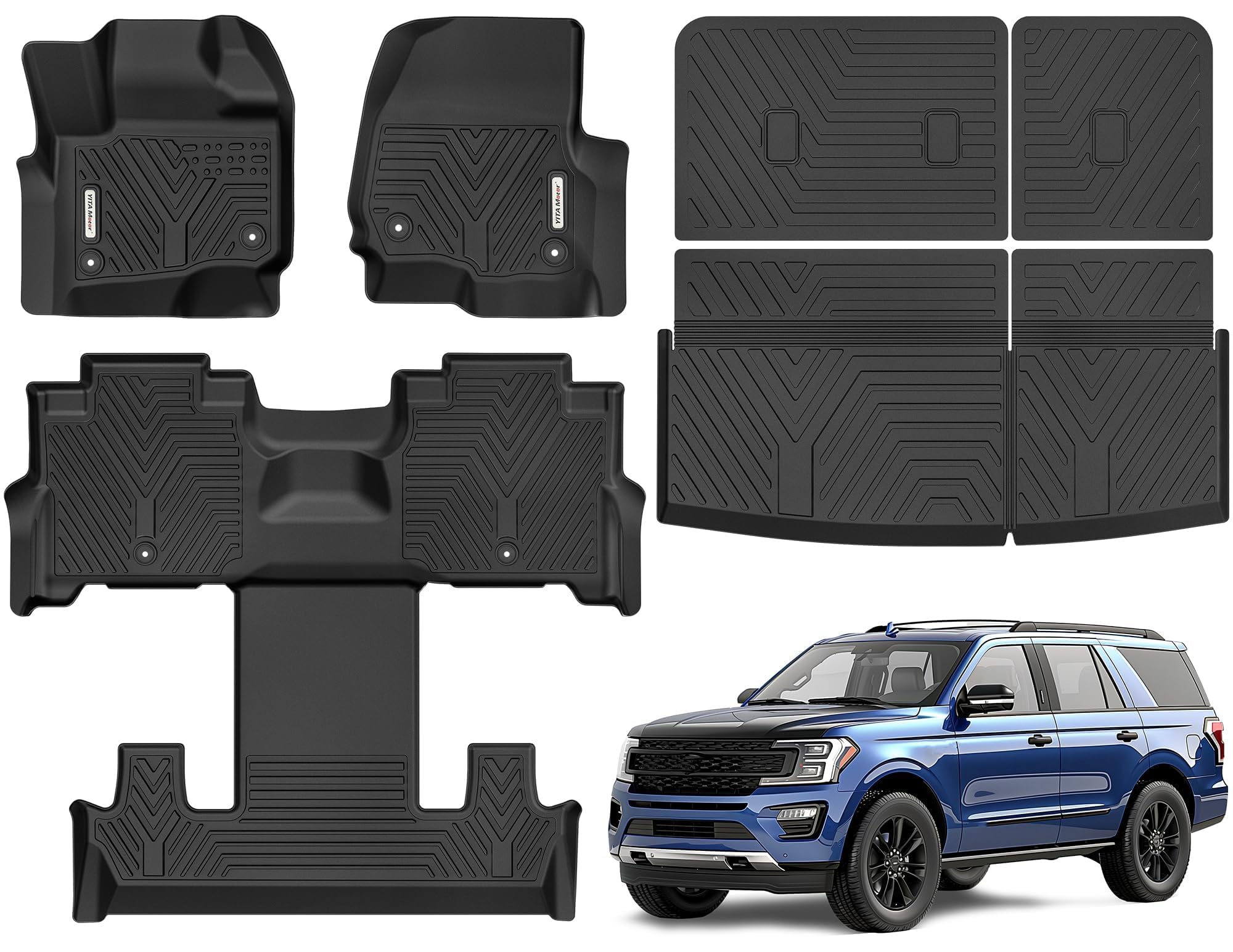 Yitamotor Floor Mats Fit For 2018-2025 Ford Expedition 7-Seater, Tpe All Weather Custom Fit Waterproof Floor Liners For Expediti