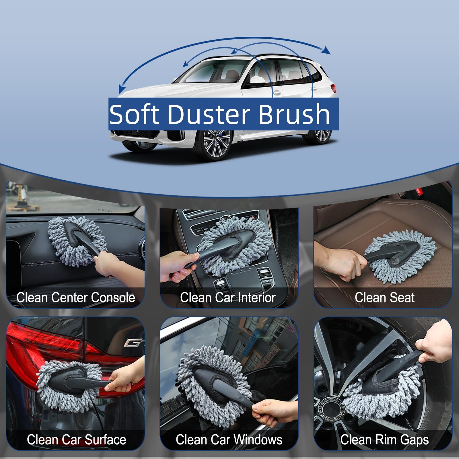 Fitosy Car Interior Duster Detail Brush Cleaning Gel Kit, Soft Dash Vent Dusting Slime Putty Detailing Brushes Accessories Essen