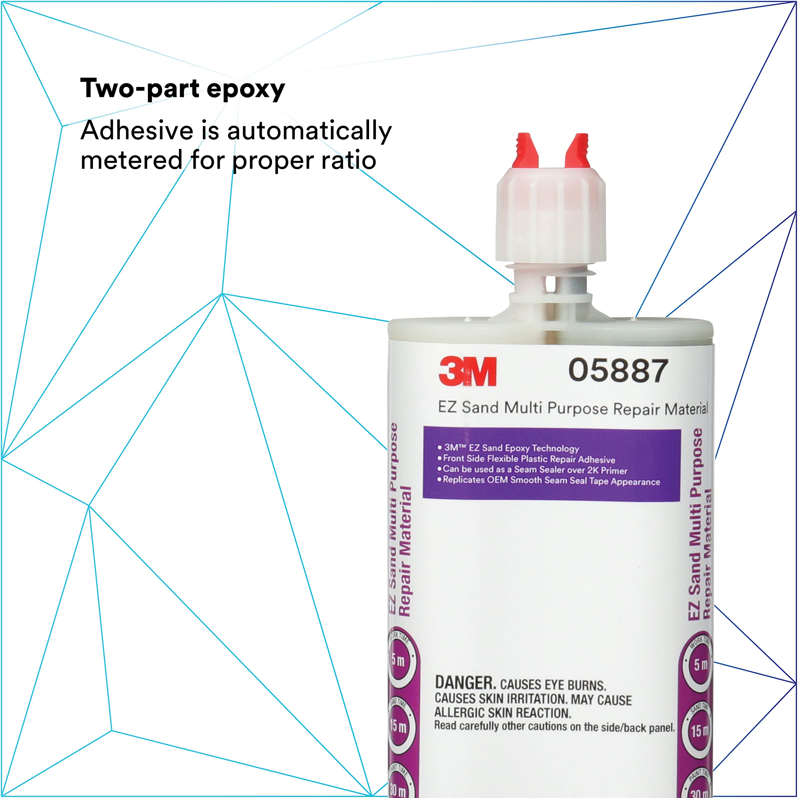 3M Ez Sand Multi Purpose Repair Material, 05887, Ready-To-Use, Two-Part Epoxy Finishing Adhesive, 200 Ml/6.75 Fl Oz Cartridge