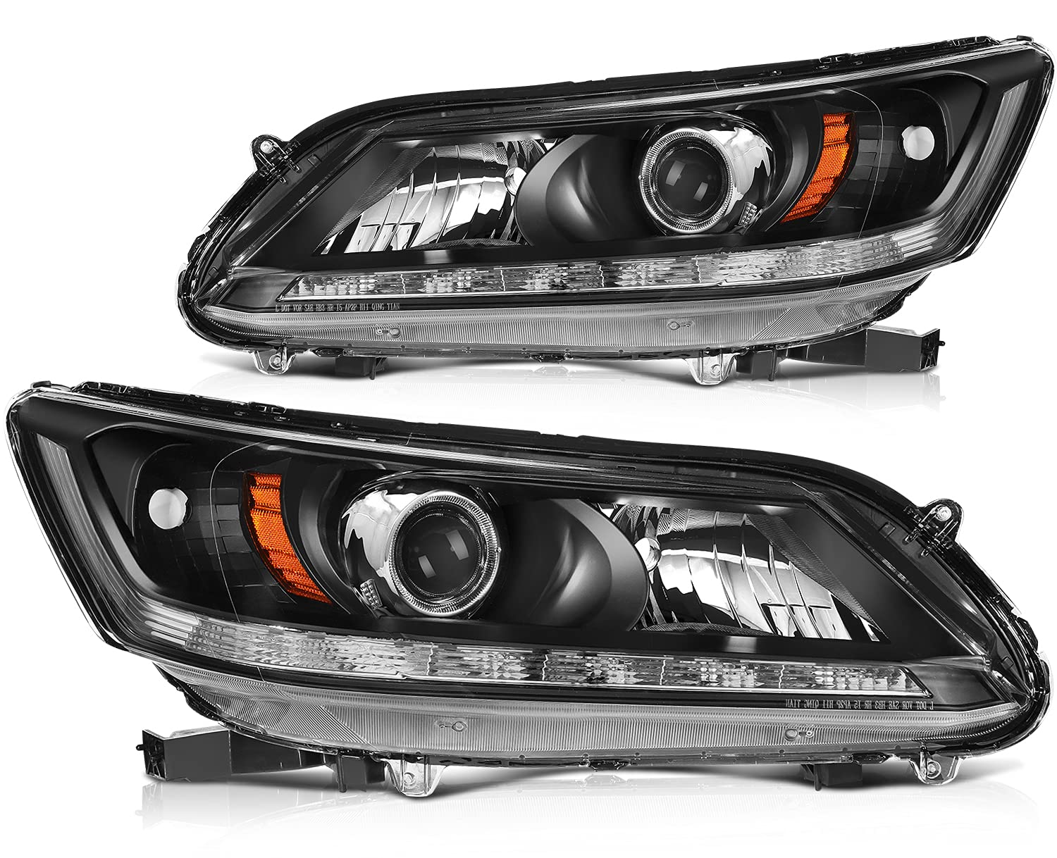 LSAILON Headlight Assembly Replacement Fit 2002-2004 for Acura RSX Headlamp in Black Housing Clear Reflector Clear Lens 33101S6M