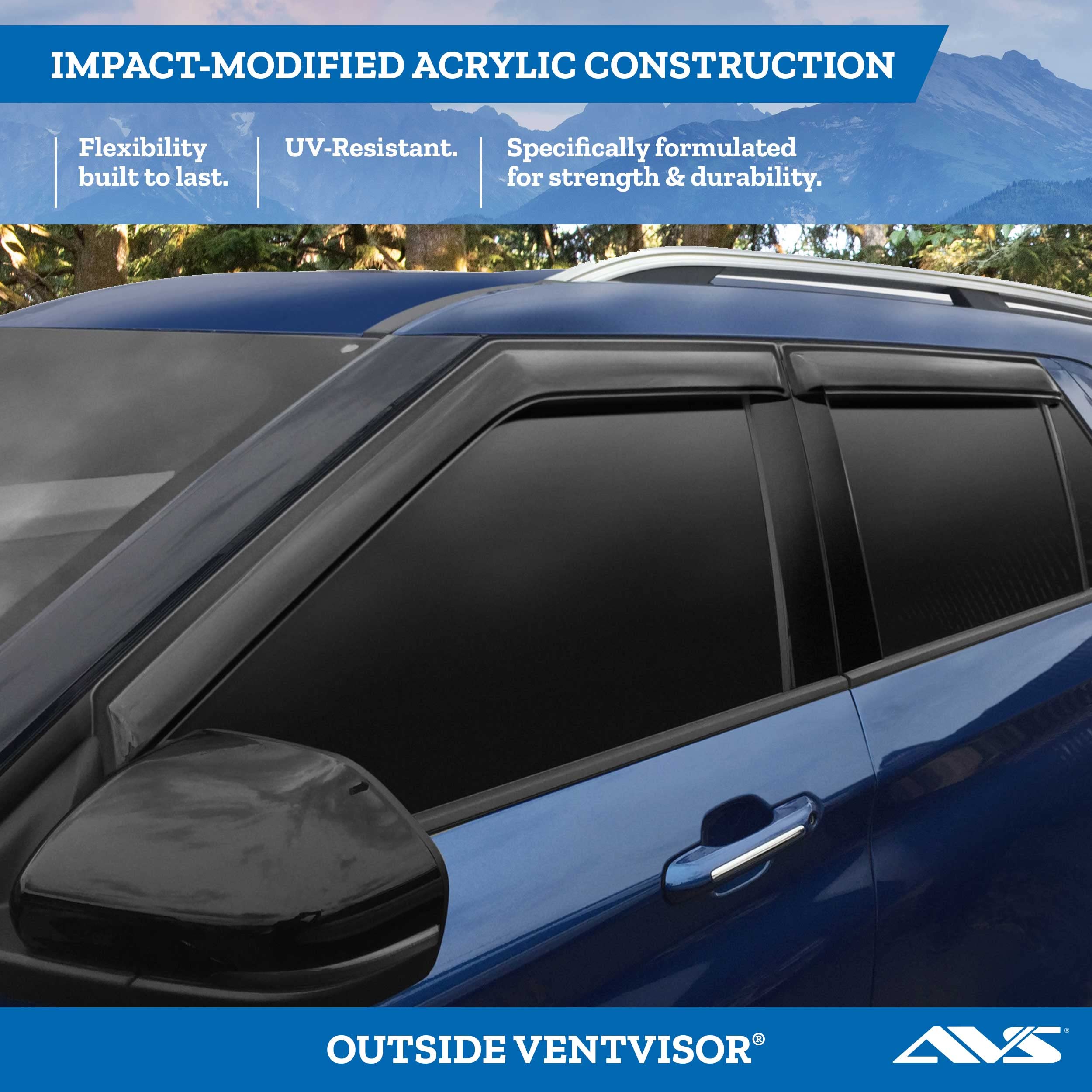 Auto Ventshade [Avs] Outside Mount Rain Guards For 2005 - 2009 Ford Mustang, 2 Pcs. | Window Vent Visors - Smoke | 92513
