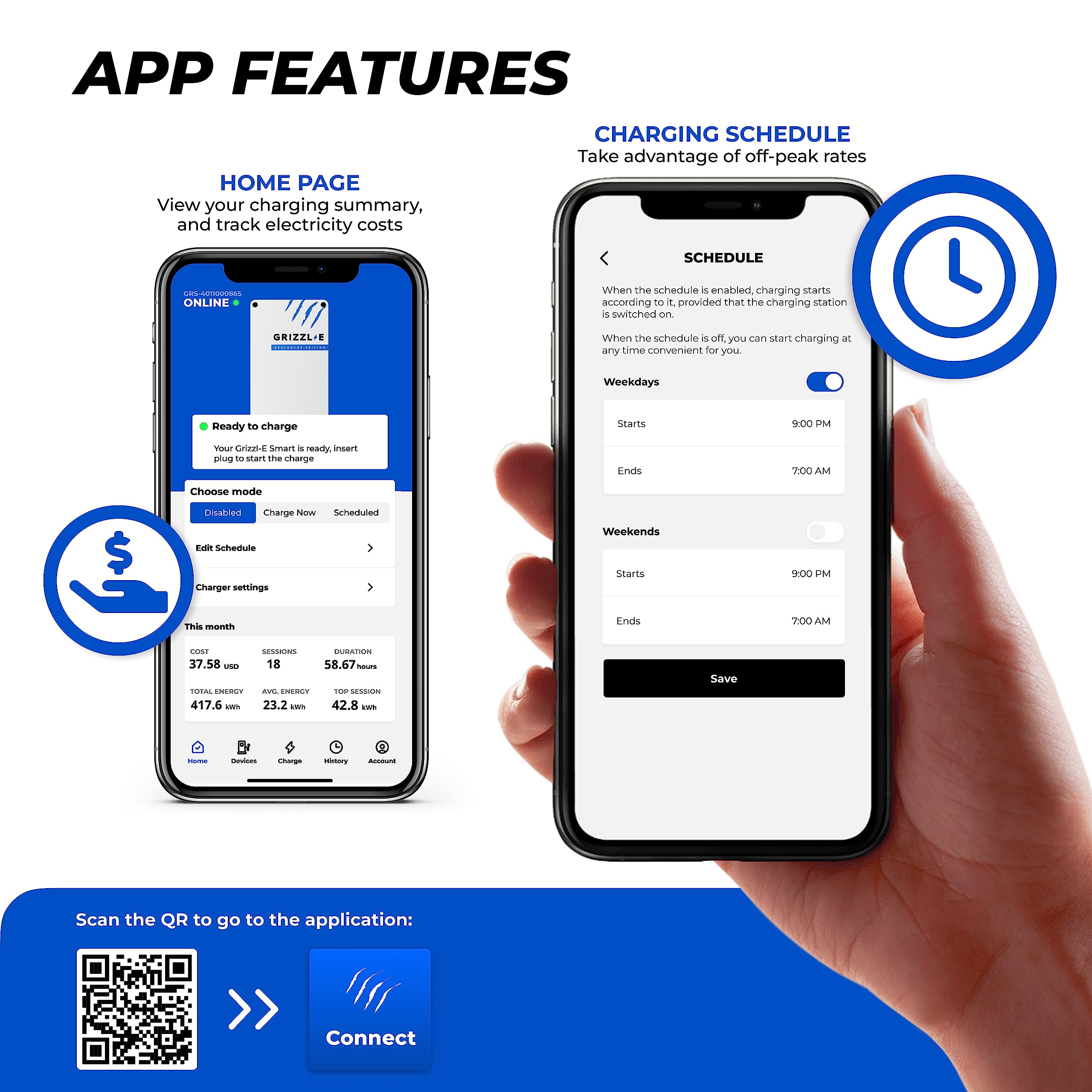 Grizzl-E Smart Level 2 240V / 40A Electric Vehicle (EV) Charger, Metal Case, UL Tested and Certified, Energy Star, Indoor/Outdoo