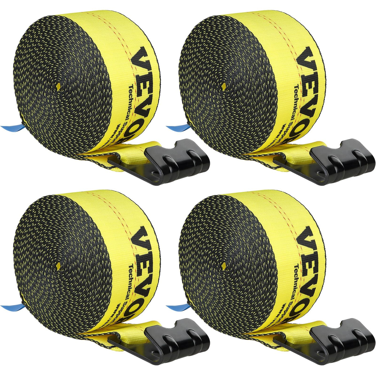 VEVOR Truck Straps, 4 x 30' Heavy Duty Tie Down w/Flat Hooks 18,000lbs Break Strength, WLL# 6000lbs, Cargo Straps tie Down for