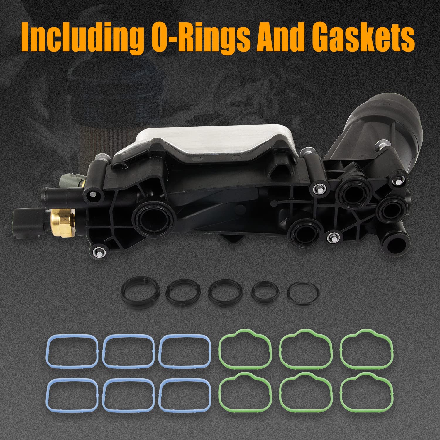 RANSOTO Engine Oil Cooler With Oil Filter Housing Adapter Compatible With 2014 2015 2016 2017 Chrysler 200 300, Dodge Avenger Jo