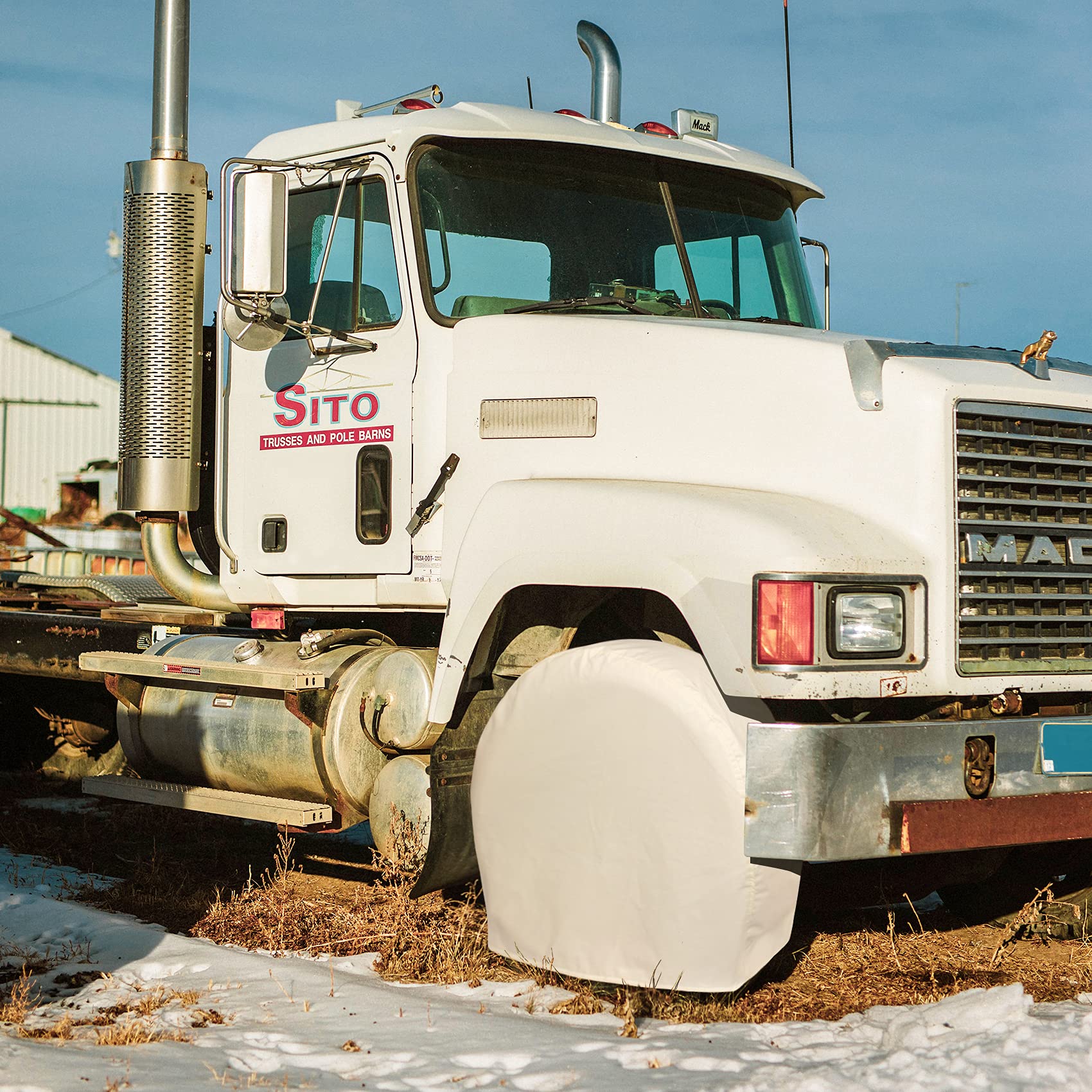 Explore Land Tire Covers 4 Pack - Tough Tire Wheel Protector For Truck, Suv, Trailer, Camper, Rv - Universal Fits Tire Diameters 39''-42'', White